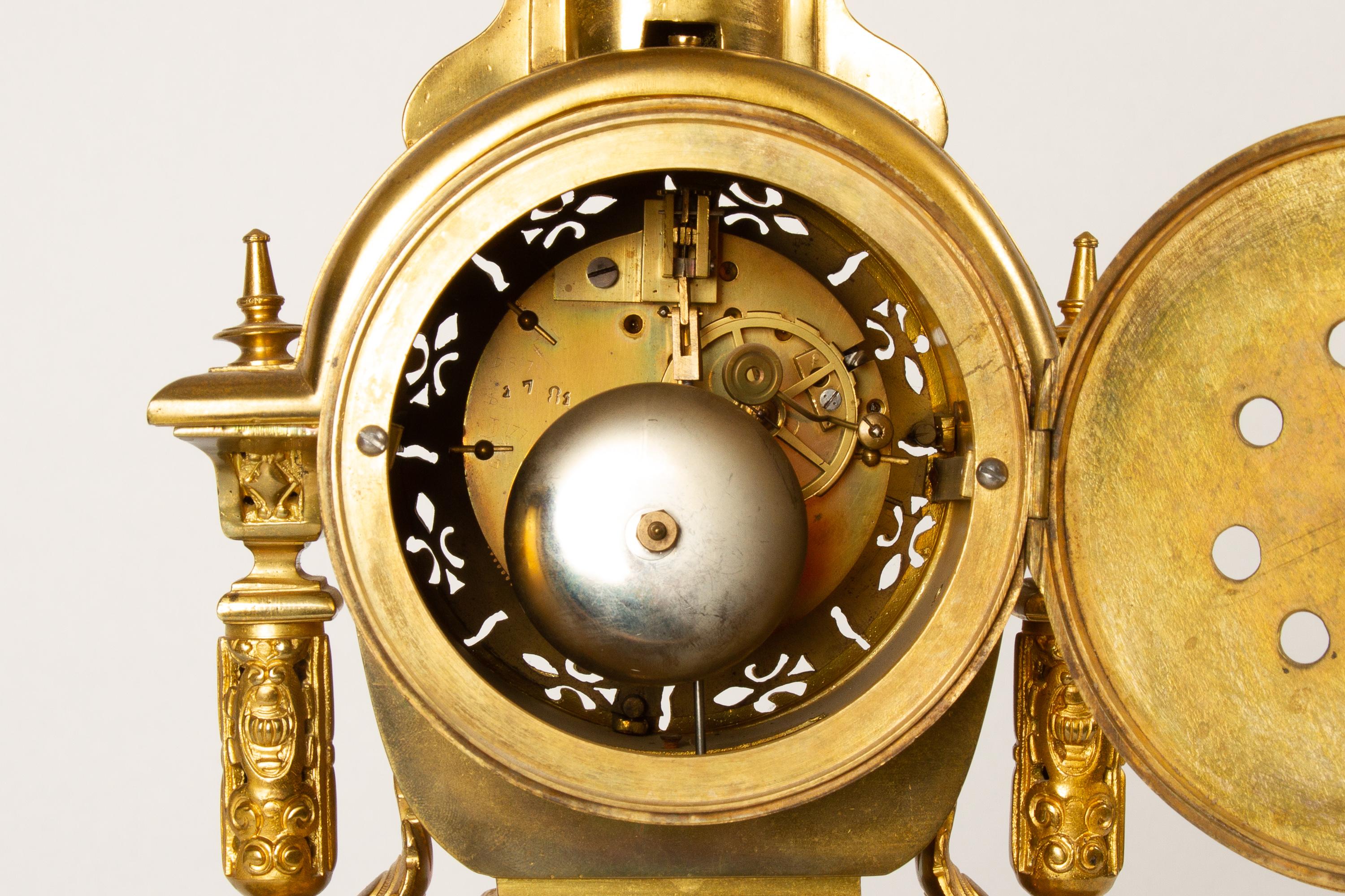 French Louis XVI Gilt Clock Set by Japy Fréres, 1880s 8