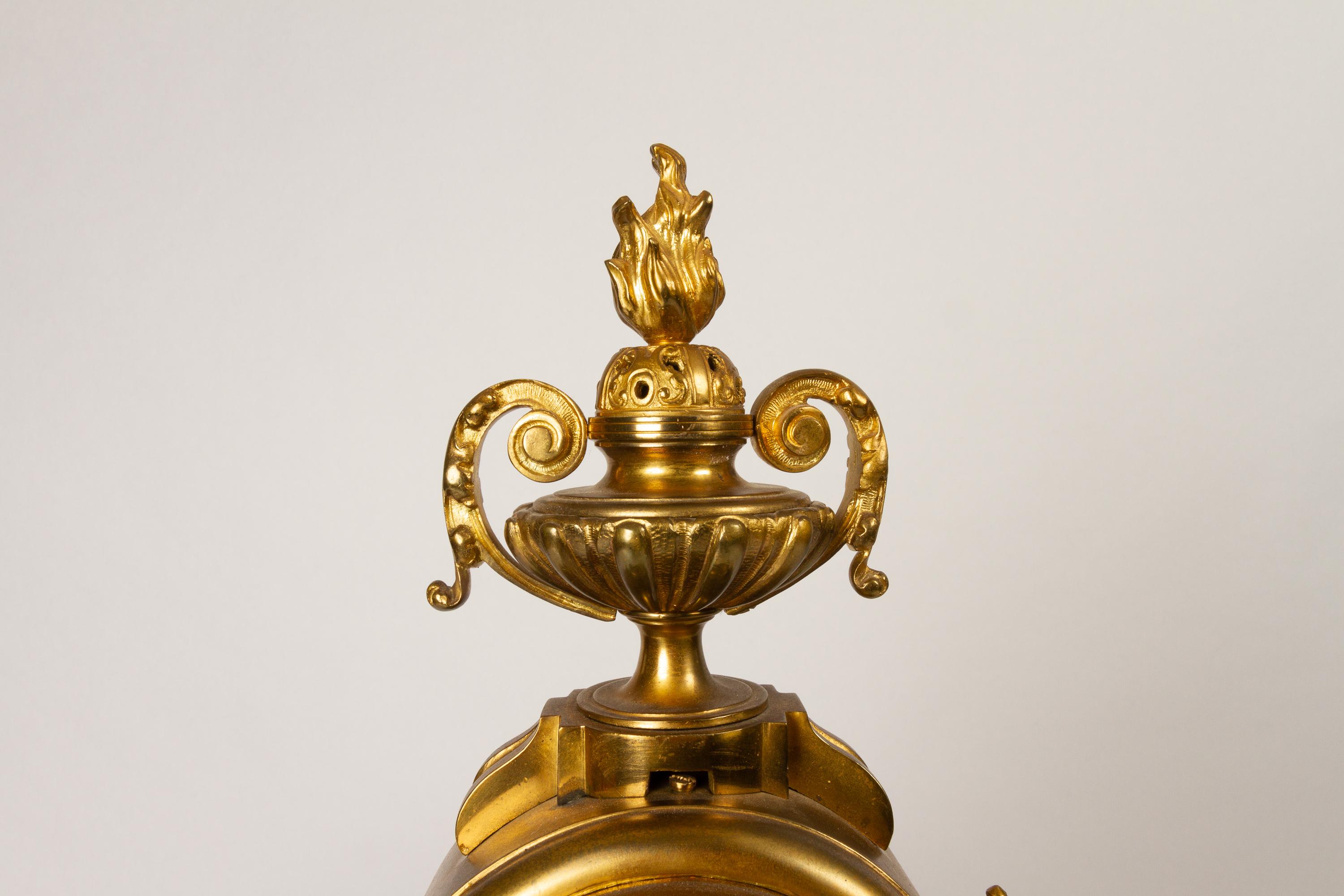 French Louis XVI Gilt Clock Set by Japy Fréres, 1880s In Good Condition In Asaa, DK
