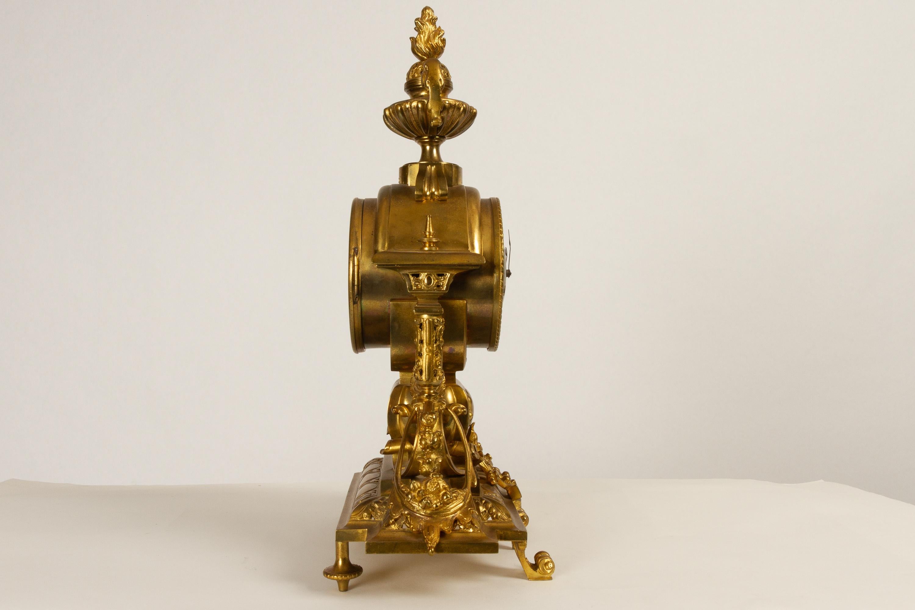 French Louis XVI Gilt Clock Set by Japy Fréres, 1880s 2
