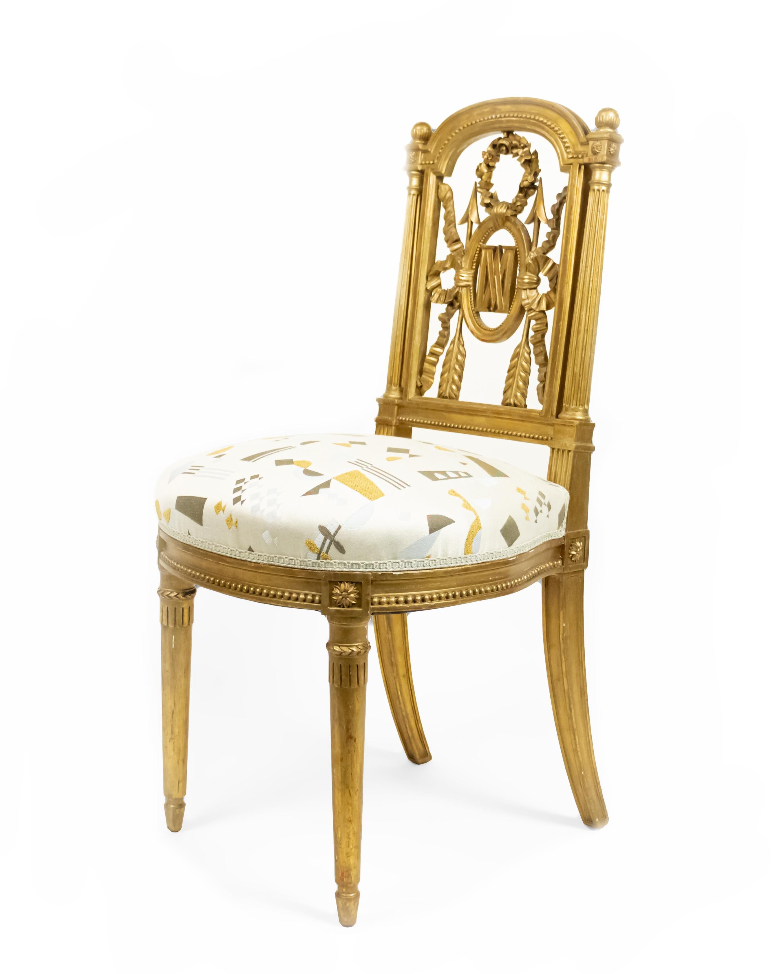 Giltwood French Louis XVI Gilt Side Chairs For Sale