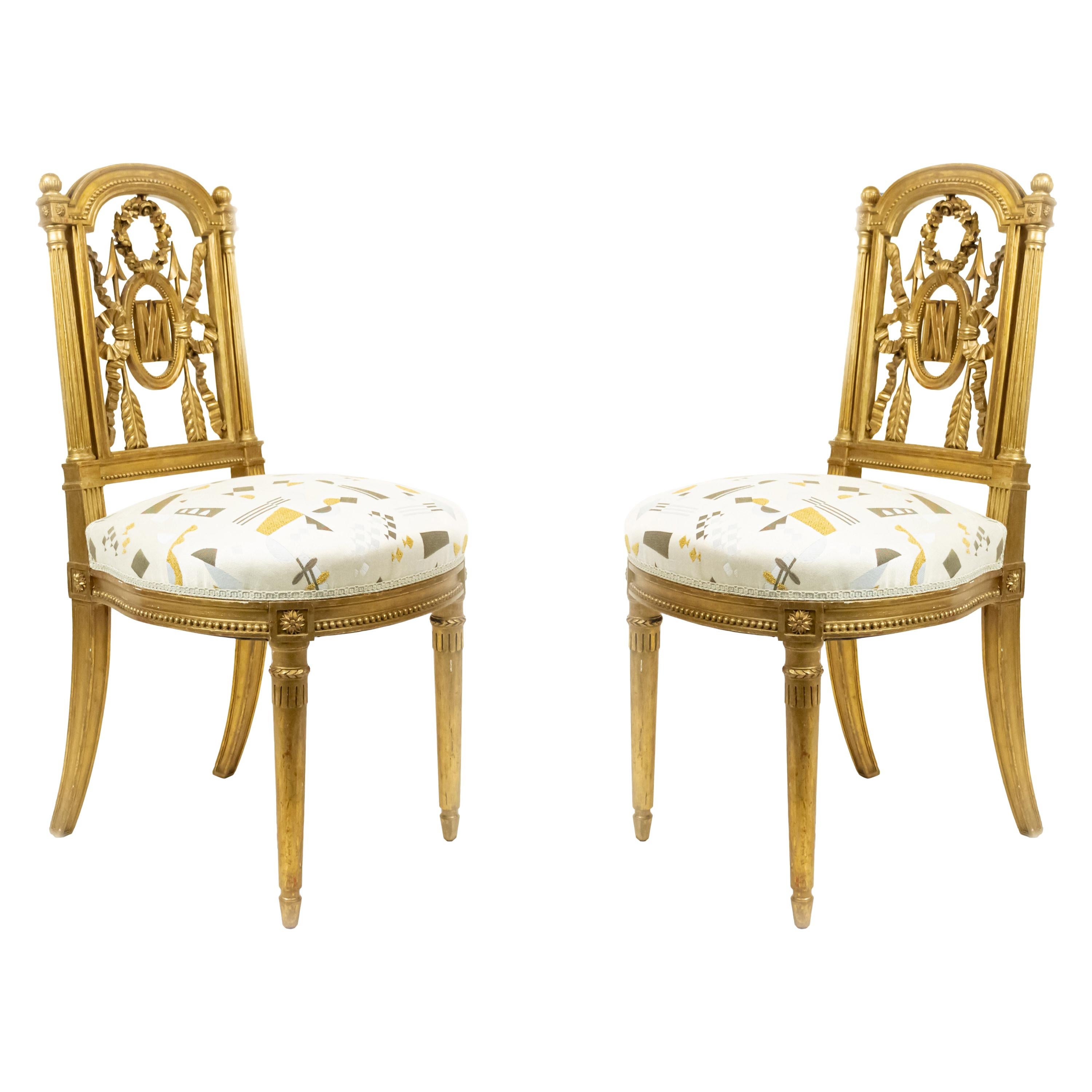 French Louis XVI Gilt Side Chairs For Sale