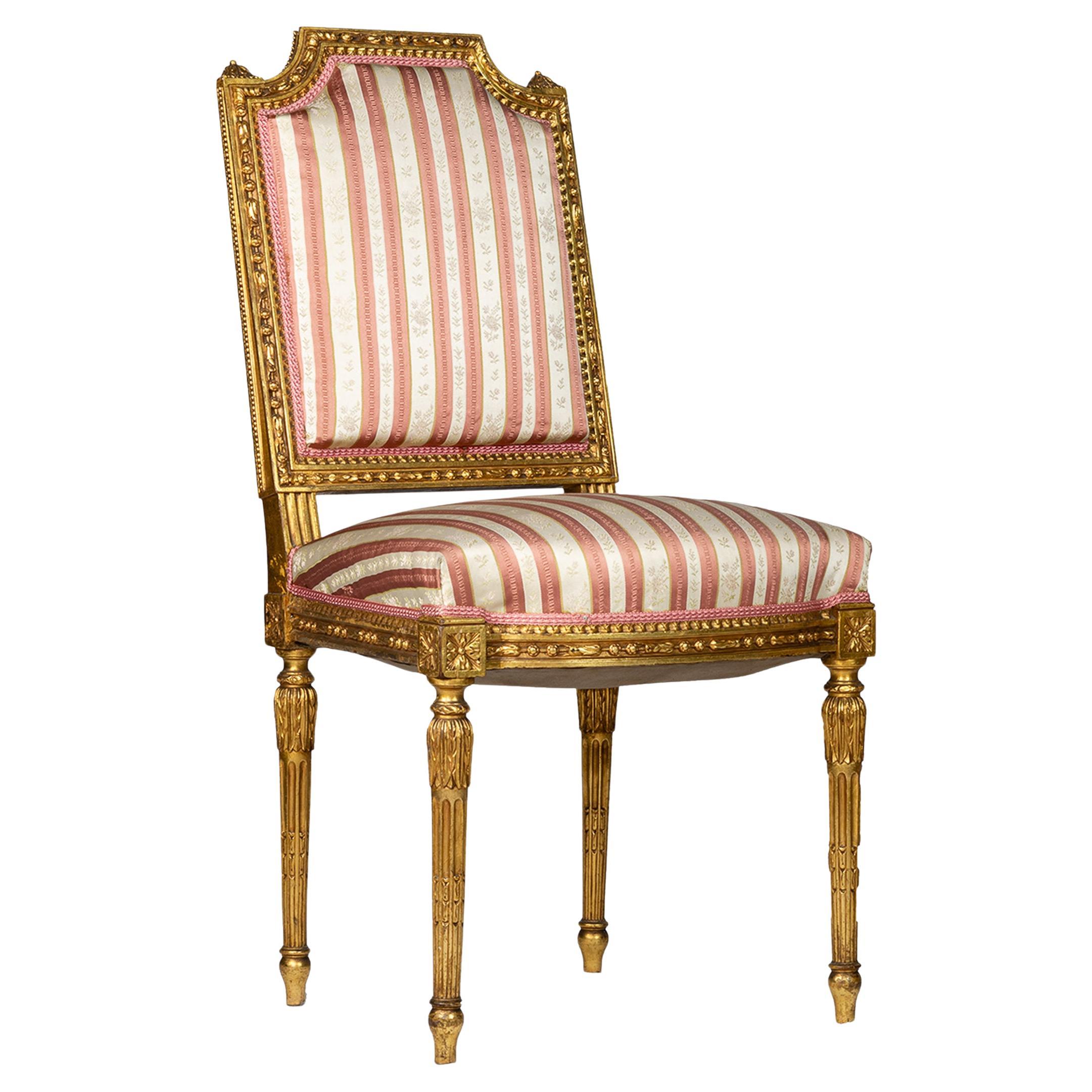 French Louis XVI Giltwood Chair, 20th Century