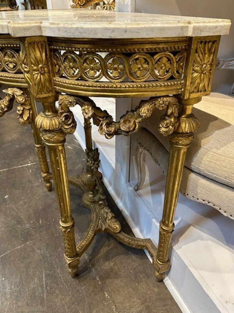 Marble French Louis XVI Giltwood Console For Sale