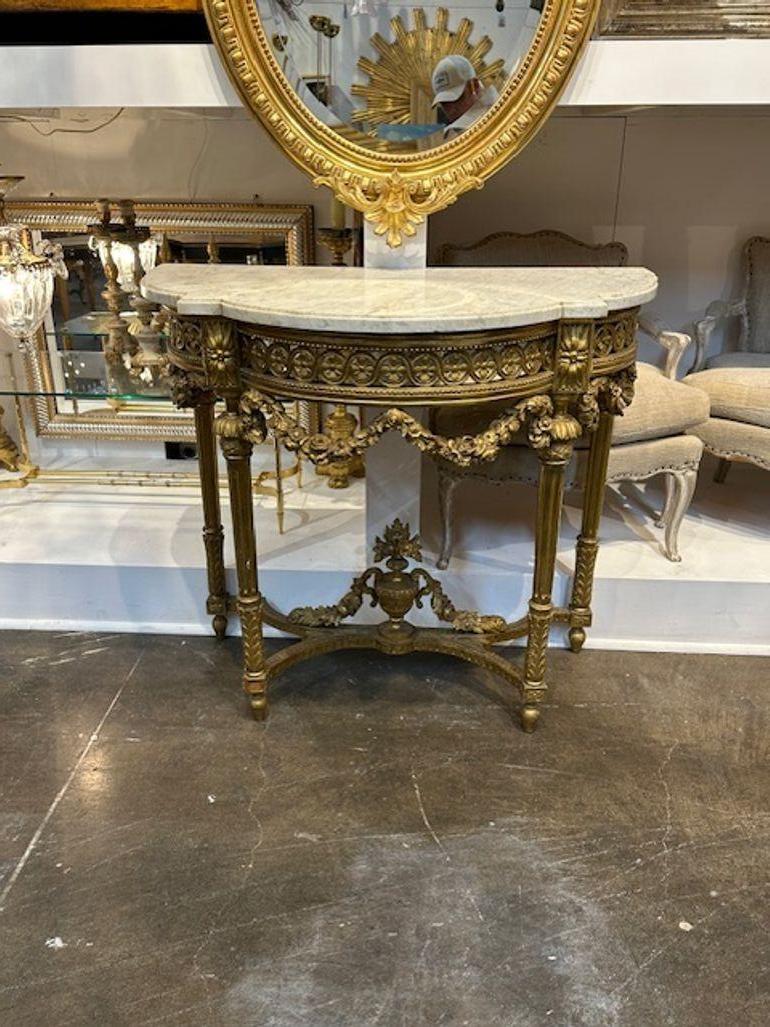 French Louis XVI Giltwood Console For Sale 3