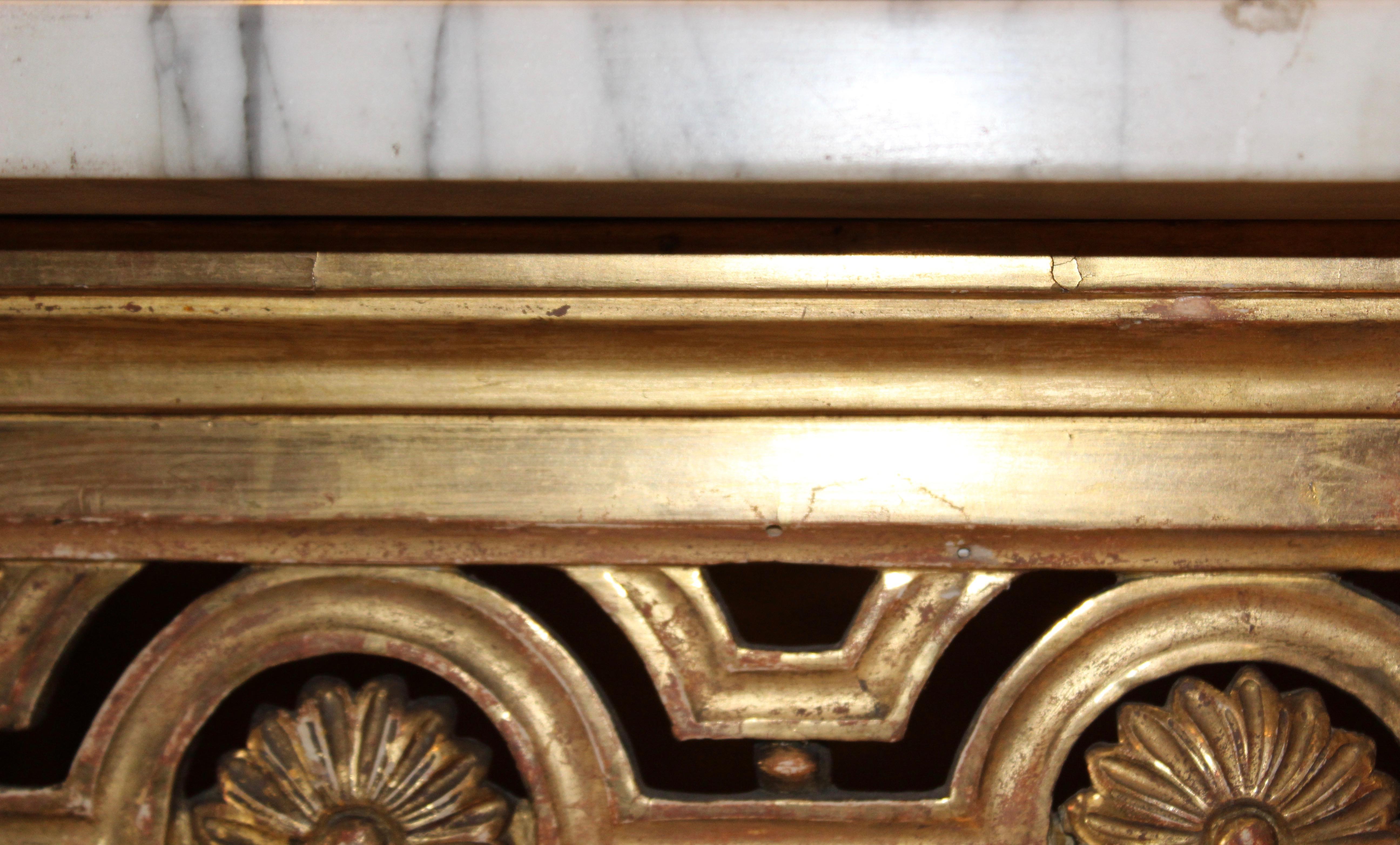 French Louis XVI Giltwood Console Table with Marble Top, circa 1790 In Good Condition For Sale In London, GB