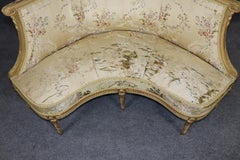 French Louis XVI Giltwood Corner Settee Loveseat C. 1890s Era