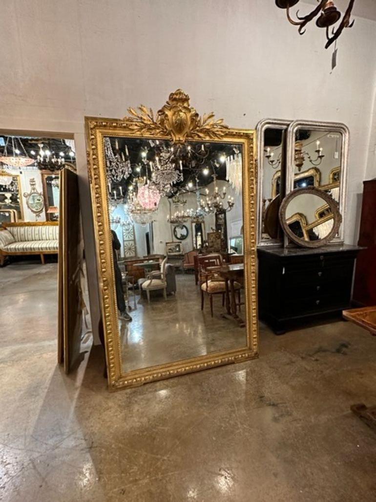 French Louis XVI Giltwood Floor Mirror For Sale 3