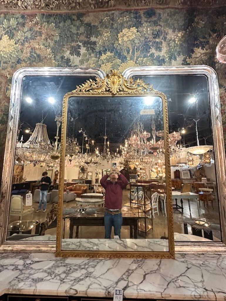 19th century French Louis XVI design carved and giltwood mirror. Circa 1860. Perfect for today's transitional designs!