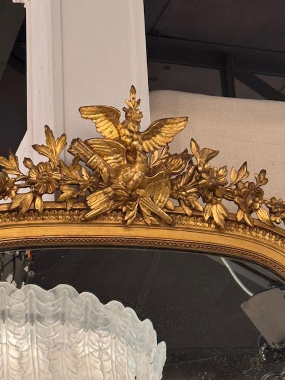 Fine XIX secolo Specchio francese Luigi XVI in legno dorato in vendita