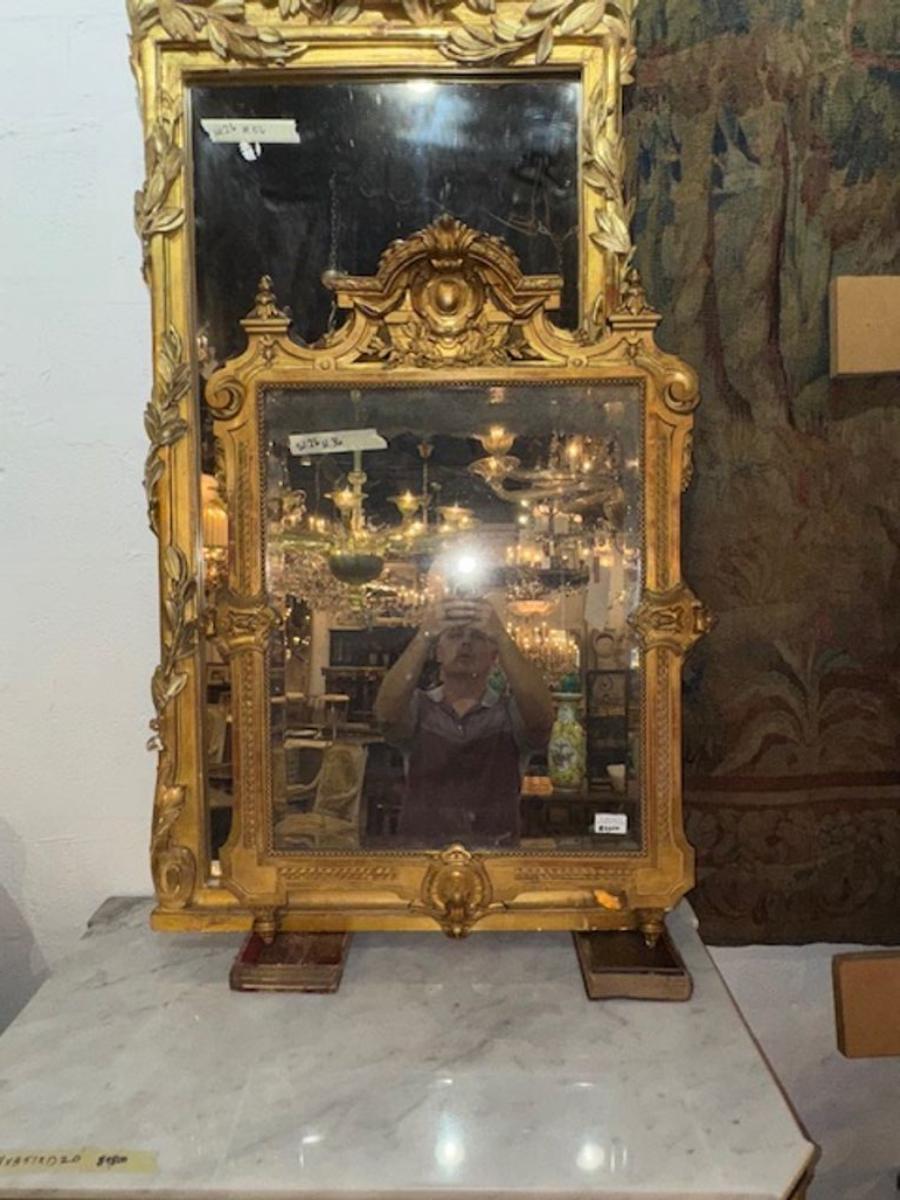 XIX secolo Specchio francese Luigi XVI in legno dorato in vendita