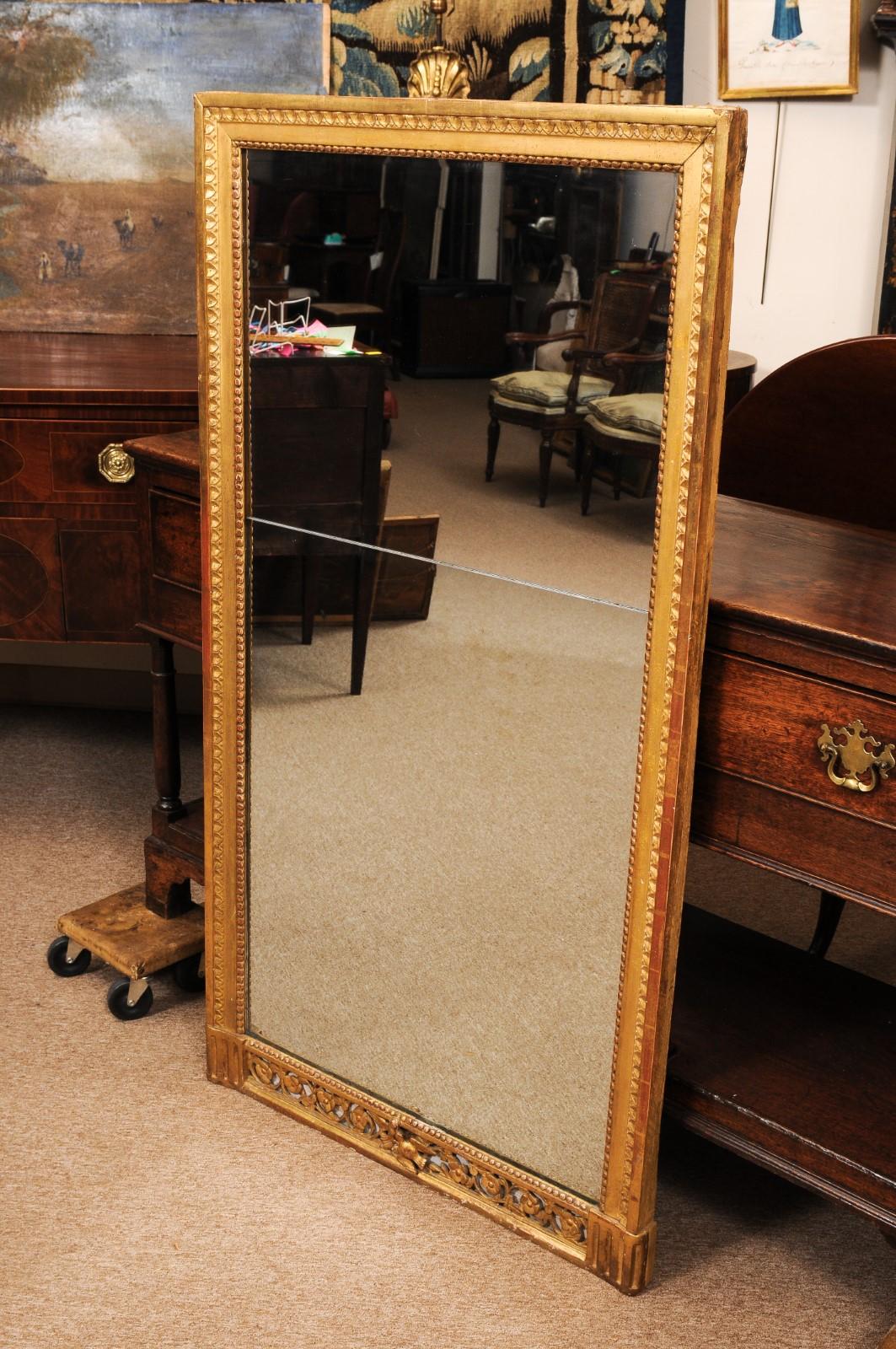 Specchio francese Luigi XVI in legno dorato con dettaglio intagliato e dipinto con colombe in vendita 4