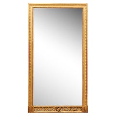 French Louis XVI Giltwood Mirror with Carved & Painted Detail with Doves