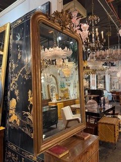French Louis XVI Giltwood Mirror with Crest