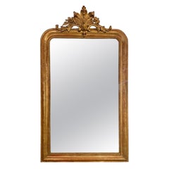 French Louis XVI Giltwood Mirror with Crest
