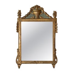 French Louis XVI Giltwood Mirror with Urn & Garland Pediment, 18th c.