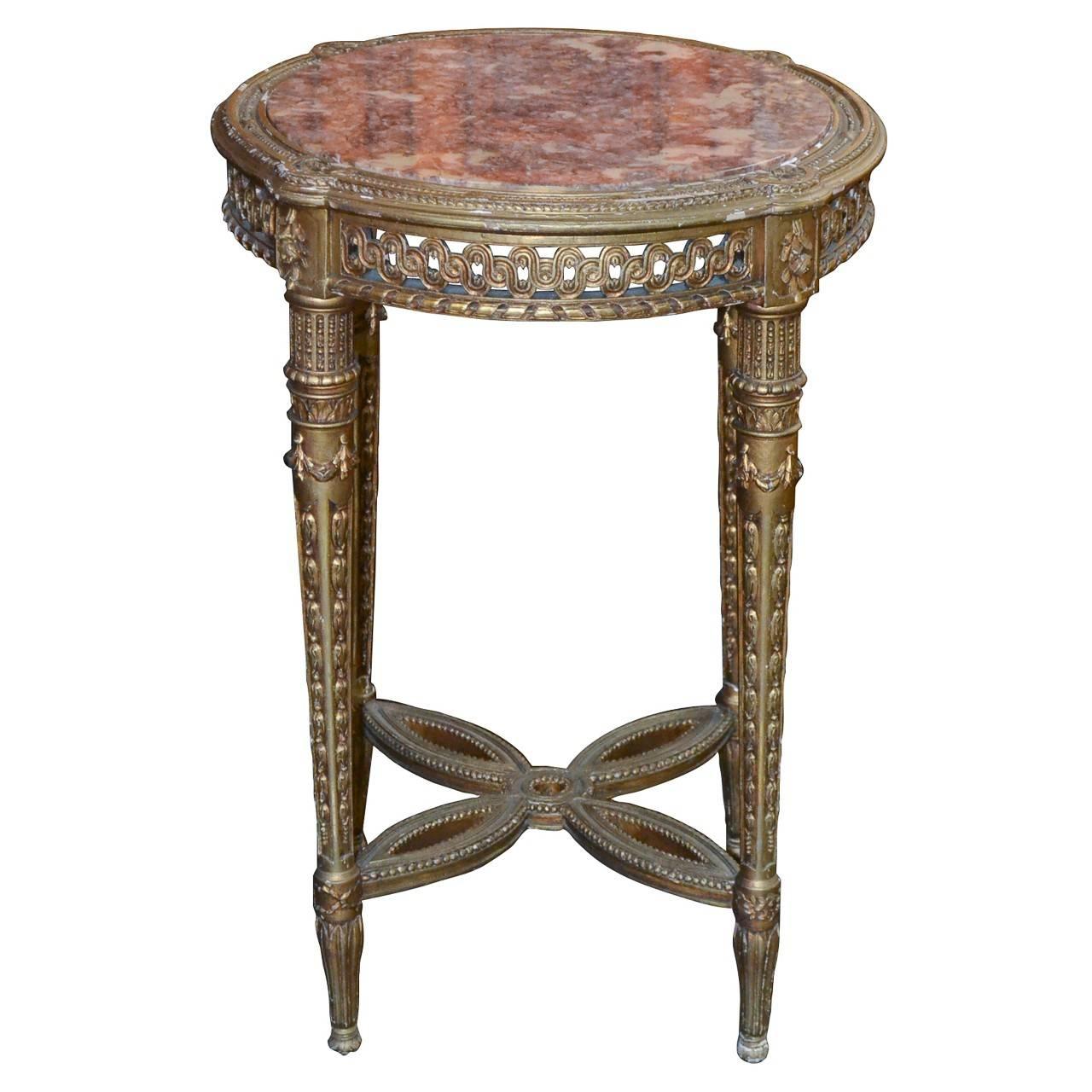 French Louis XVI Giltwood Side Table