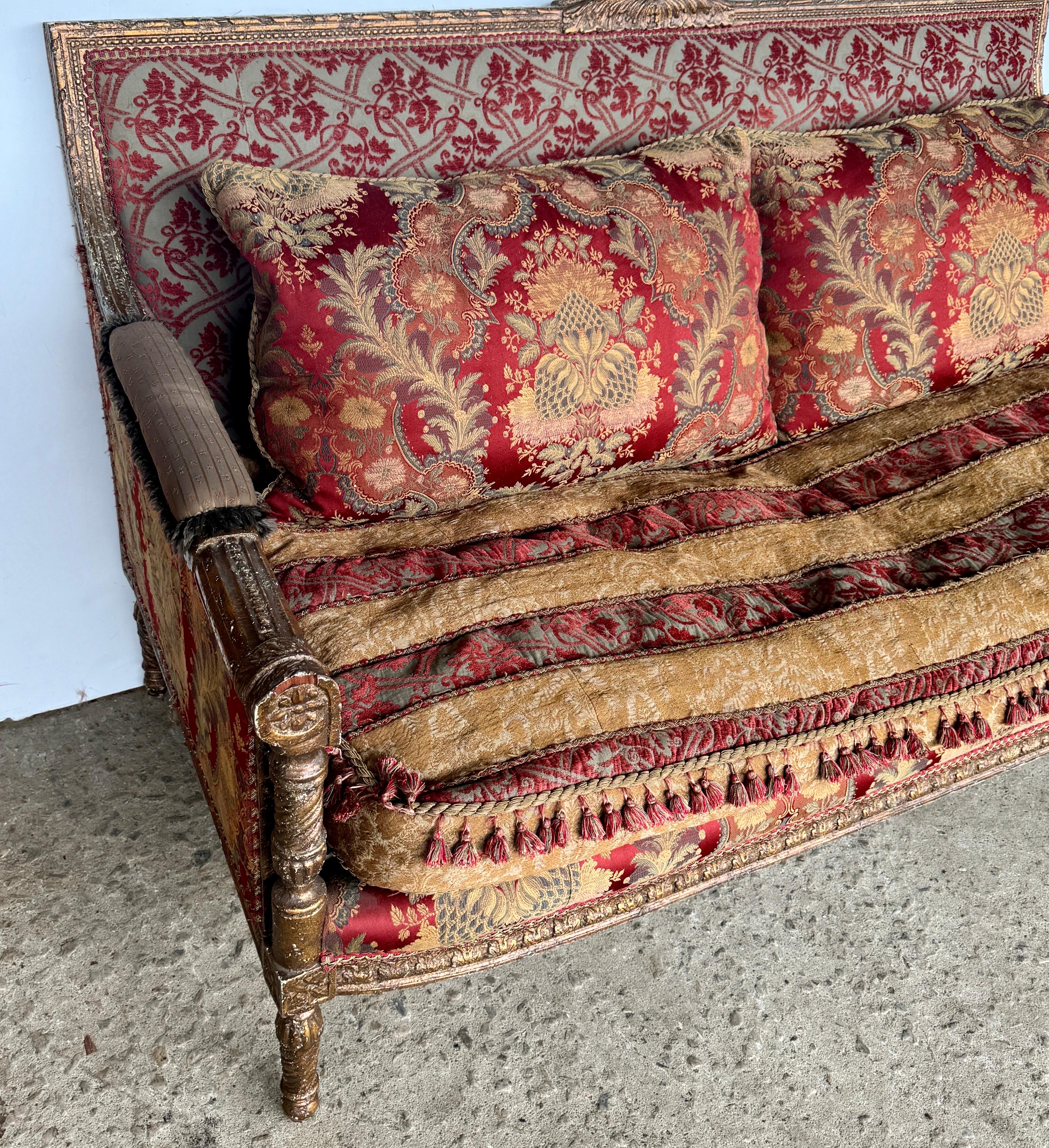 Fabric French Louis XVI Giltwood Sofa by EJ Victor