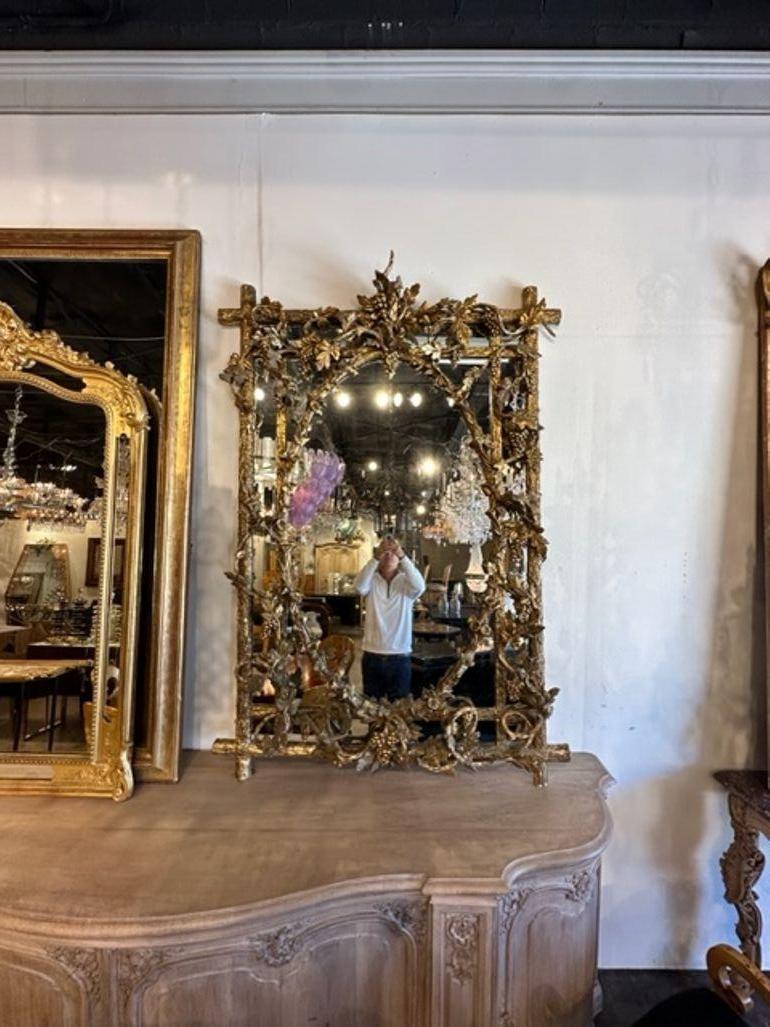 French Louis XVI Giltwood Tree Mirror In Good Condition For Sale In Dallas, TX