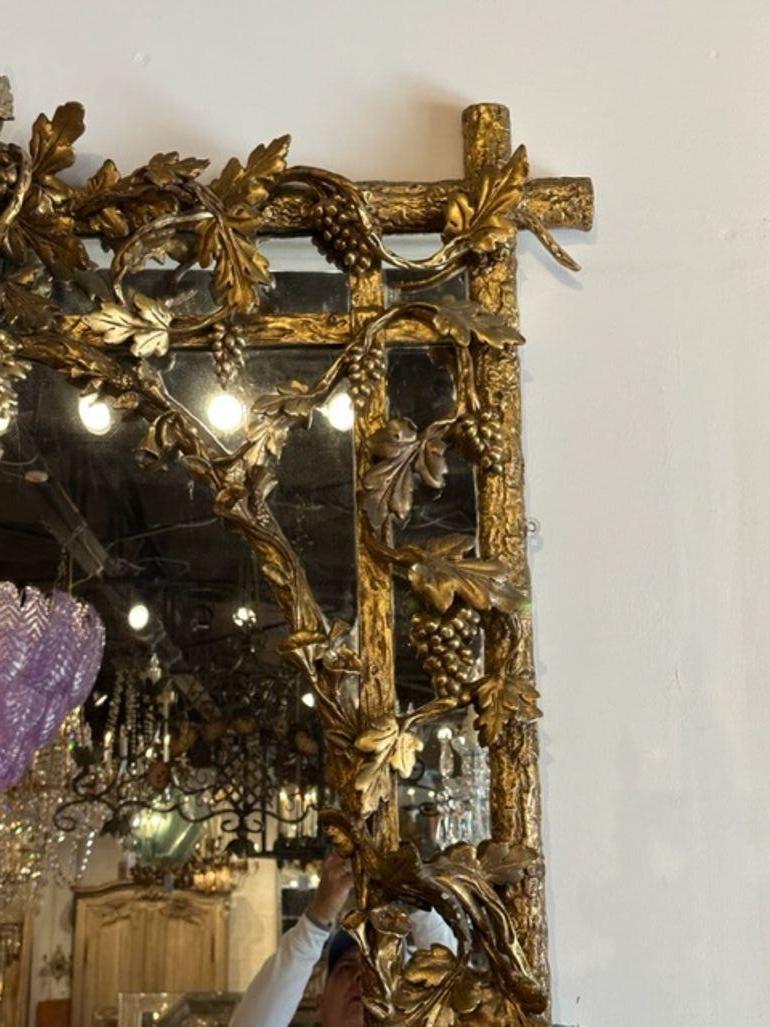 19th Century French Louis XVI Giltwood Tree Mirror For Sale