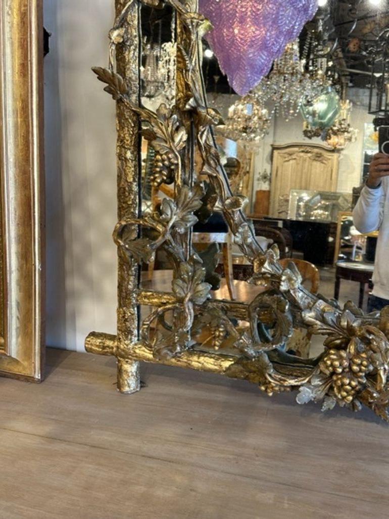 French Louis XVI Giltwood Tree Mirror For Sale 3