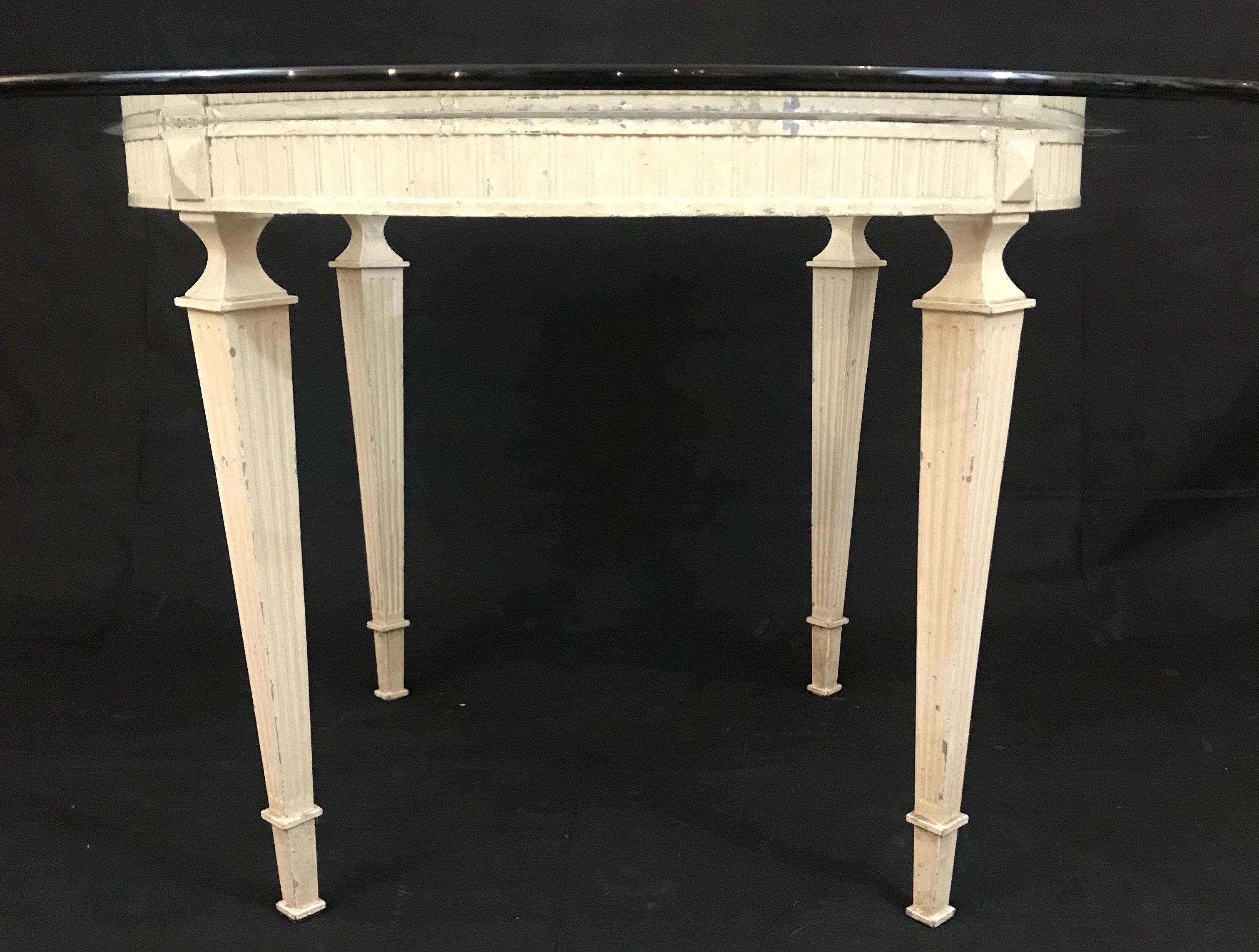 French Louis XVI Glass Top Round Indoor or Outdoor Table In Good Condition In Hopewell, NJ
