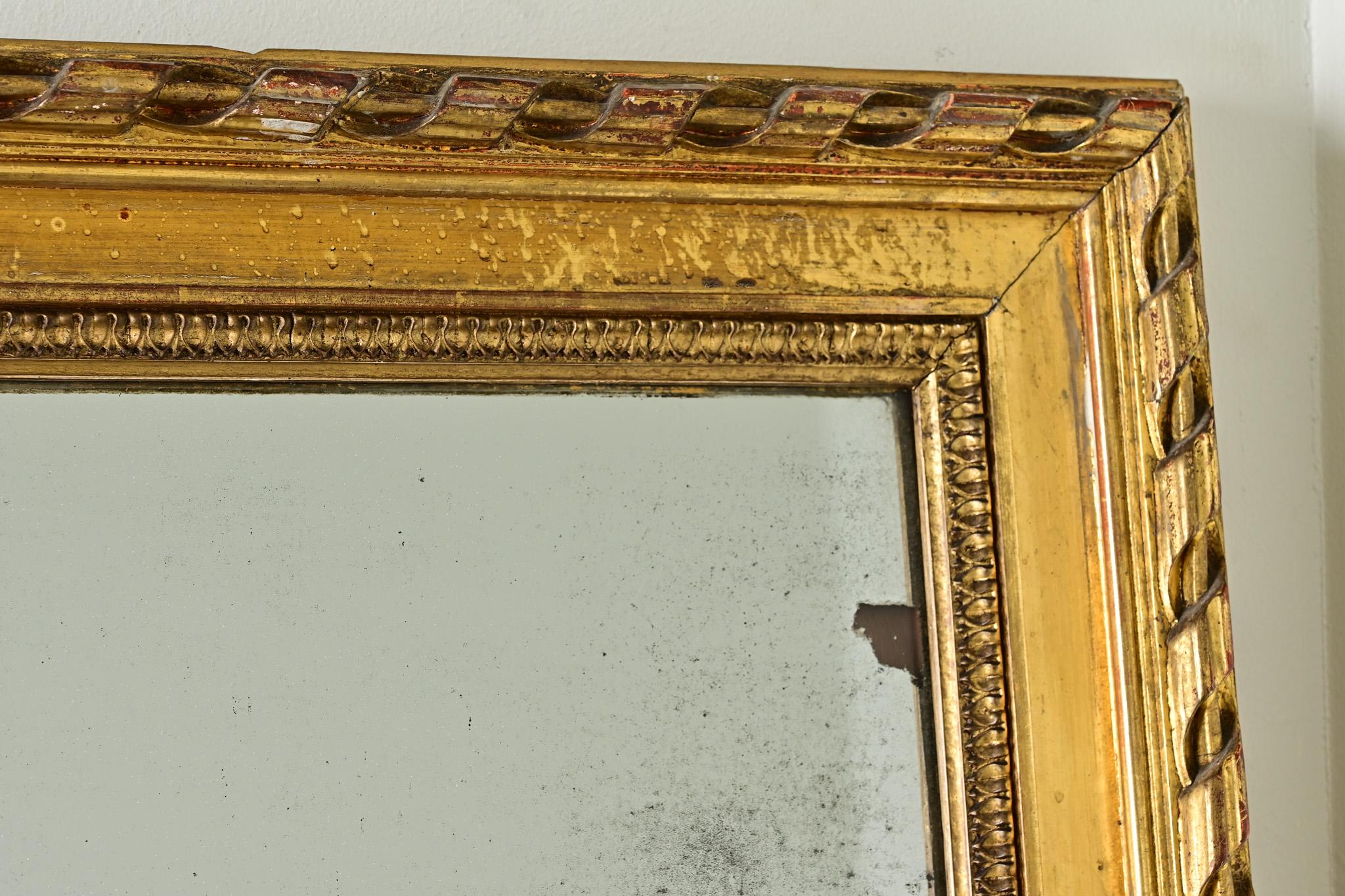 Französischer Louis XVI Gold vergoldeter Kaminsims-Spiegel im Angebot 2