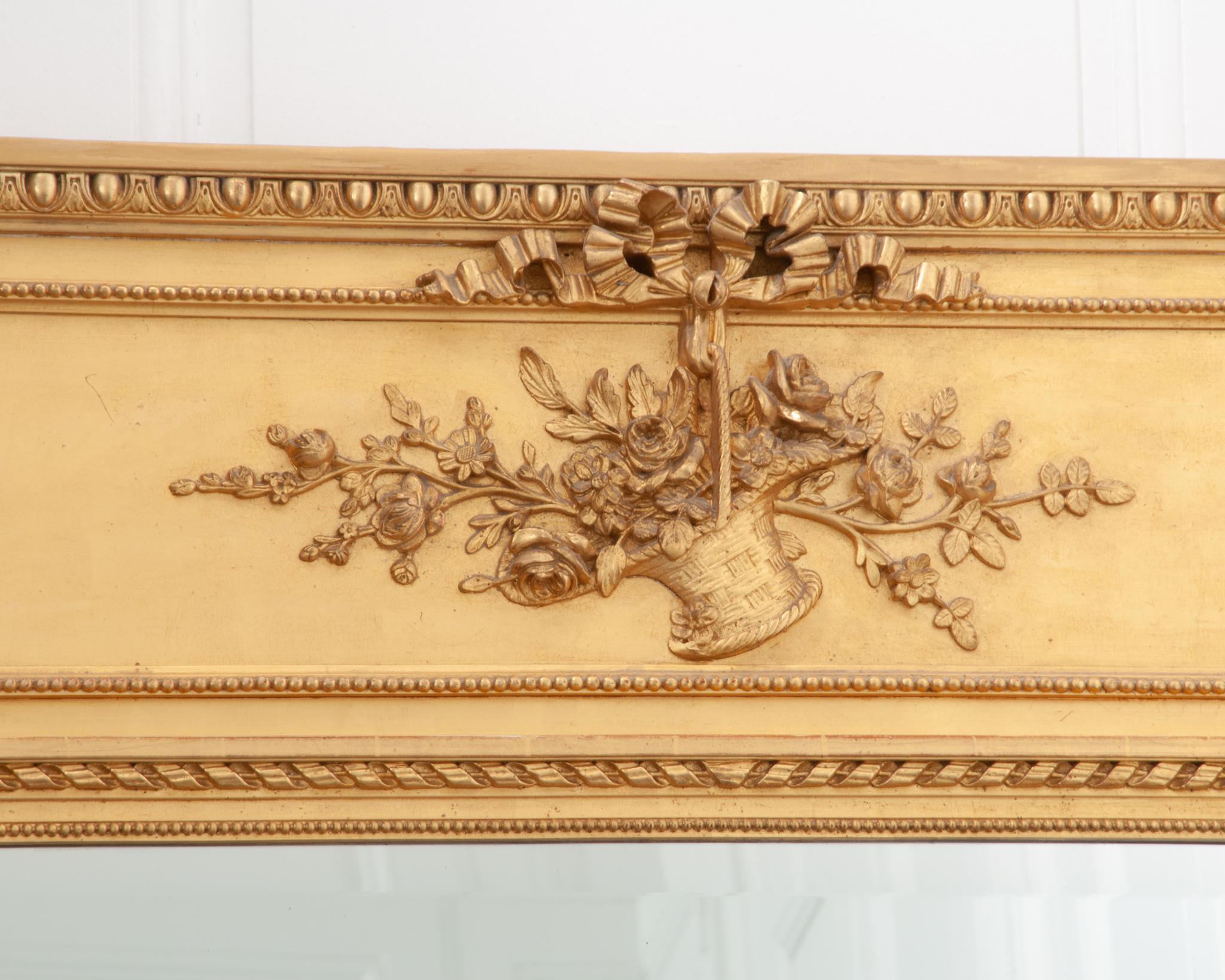 French Louis XVI Gold Gilt Trumeau In Good Condition In Baton Rouge, LA