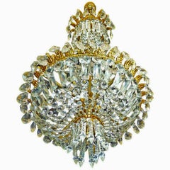 French Louis XVI Hollywood Regency Empire Basket Gilt Bronze Crystal Chandelier