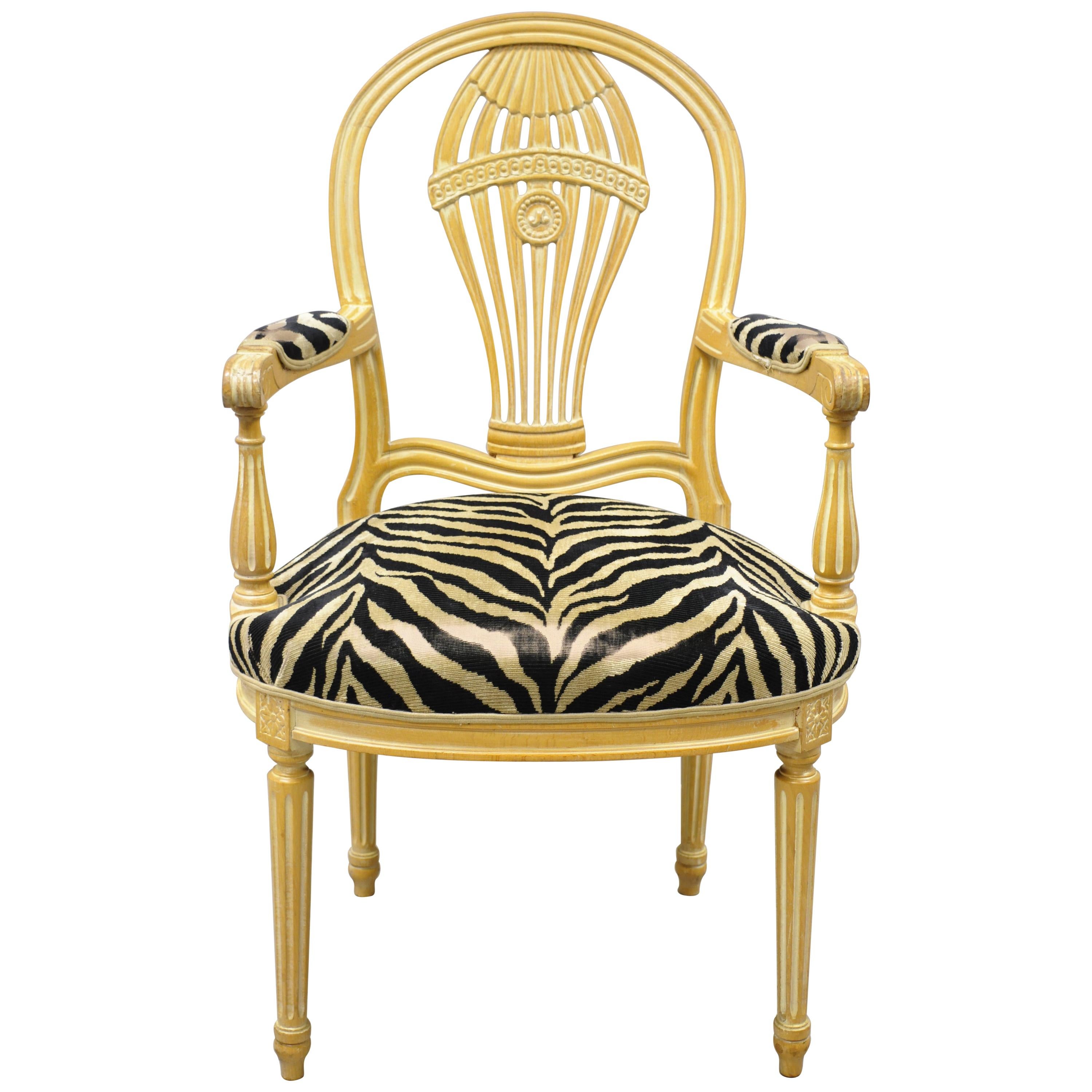 Fauteuil-Sessel mit Ballonrückenlehne und Zebra-Druck, Louis XVI.-Stil, Montgolfier
