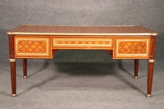 French Louis XVI Inlaid Kingwood and Rosewood Writing Desk Bureau Plat
