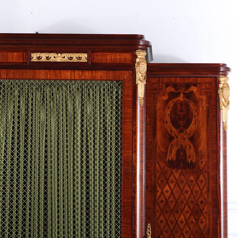 French Louis XVI Inlaid Mahogany Breakfront Bookcase, circa 1900 3