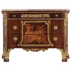 French Louis XVI Inlaid Marquetry Commode