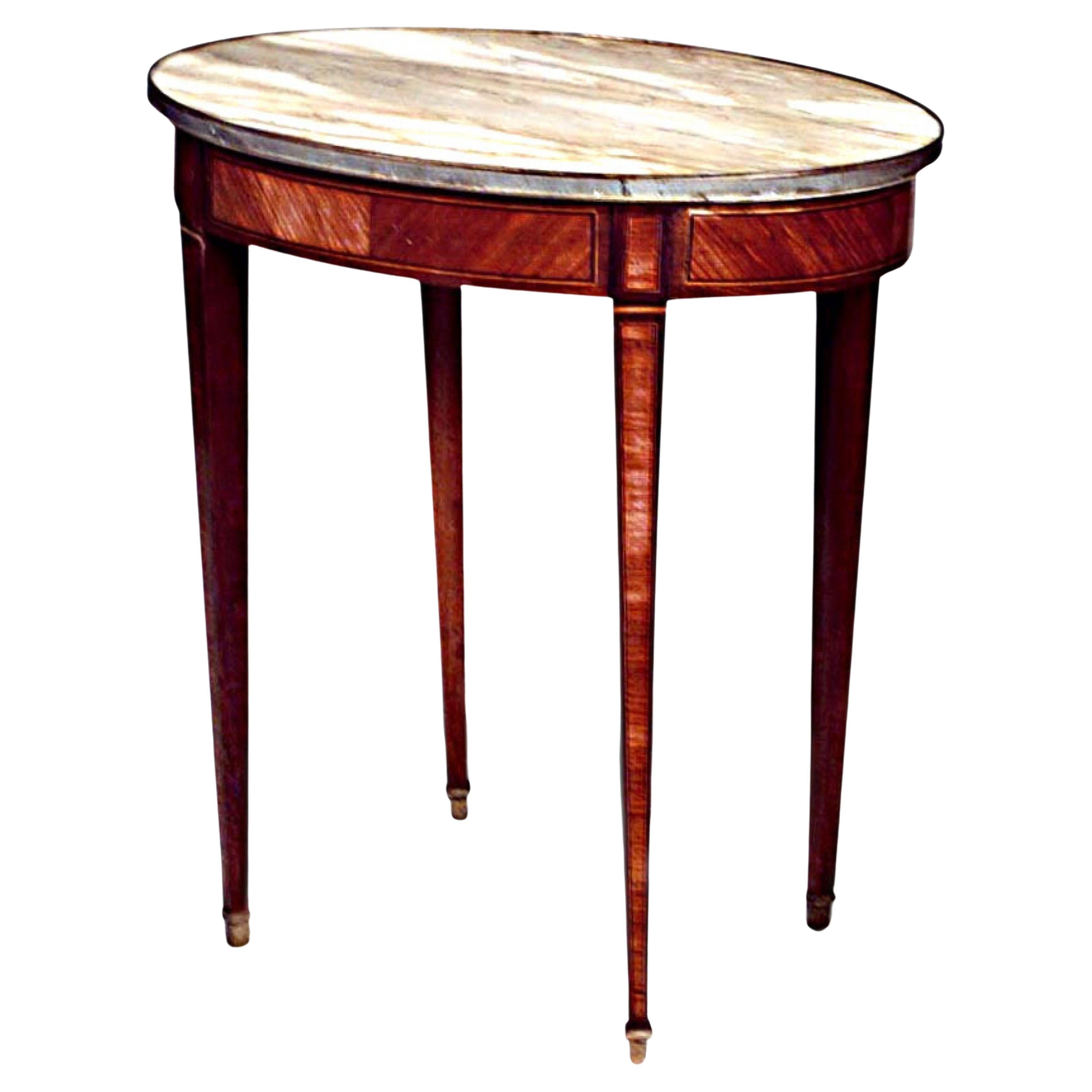 Französischer Louis XVI-Königsholz- und Marmor-Endtisch