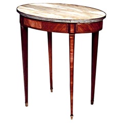 Tavolino francese Luigi XVI in legno di Re e marmo