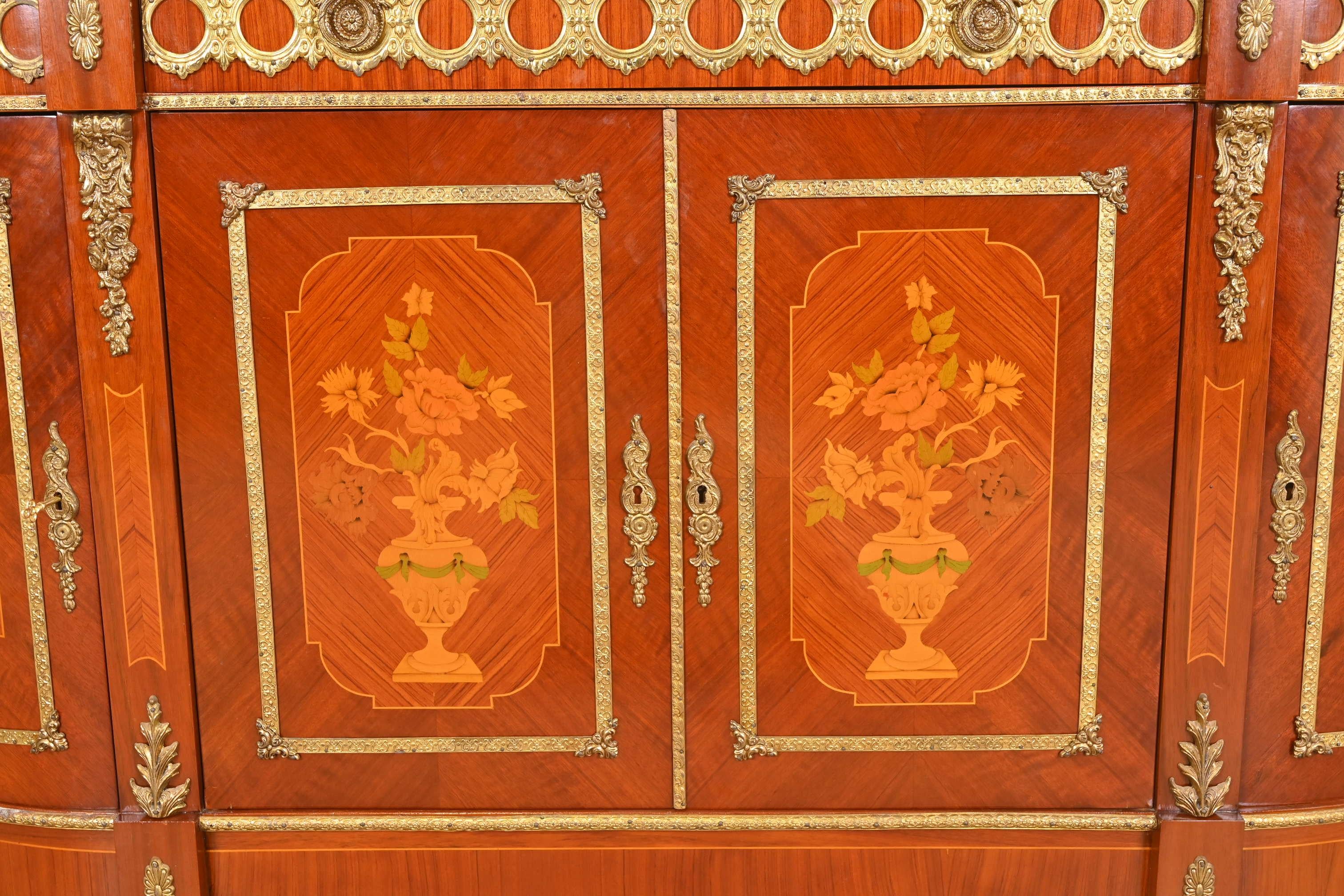 French Louis XVI Kingwood Inlaid Marquetry Marble Top Bronze Mounted Sideboard 4