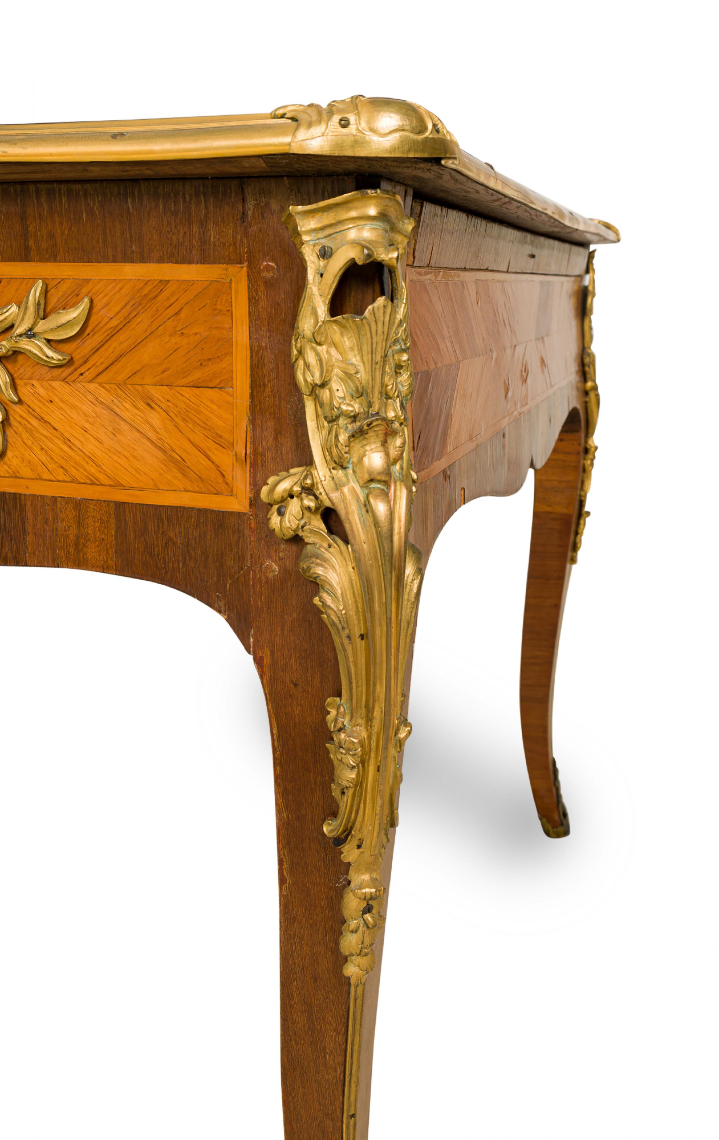 French Louis XVI Kingwood Veneer, Ormolu, and Red Leather Writing Desk For Sale 12