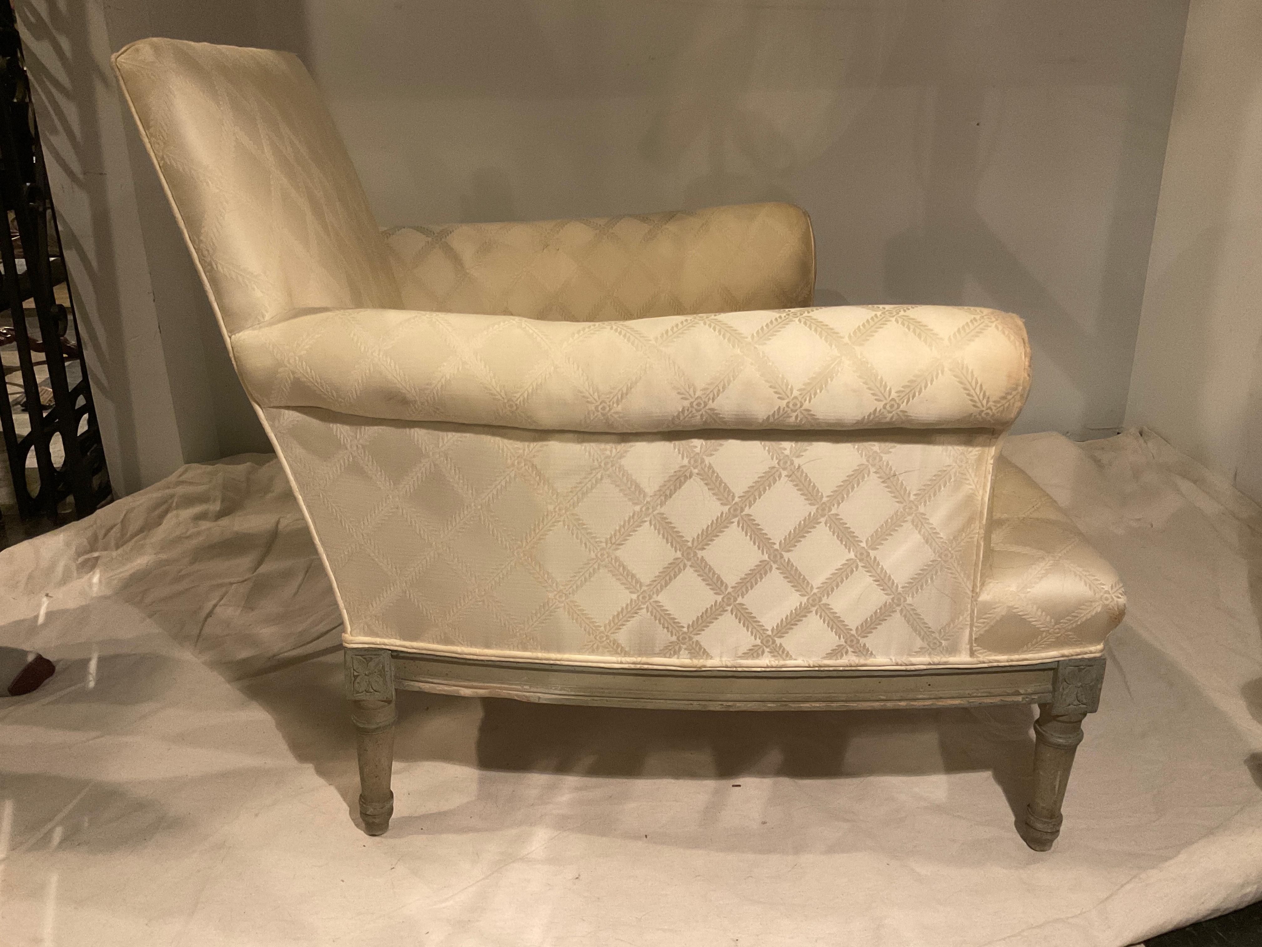 French Louis XVI Lounge Chair And Ottoman  For Sale 5