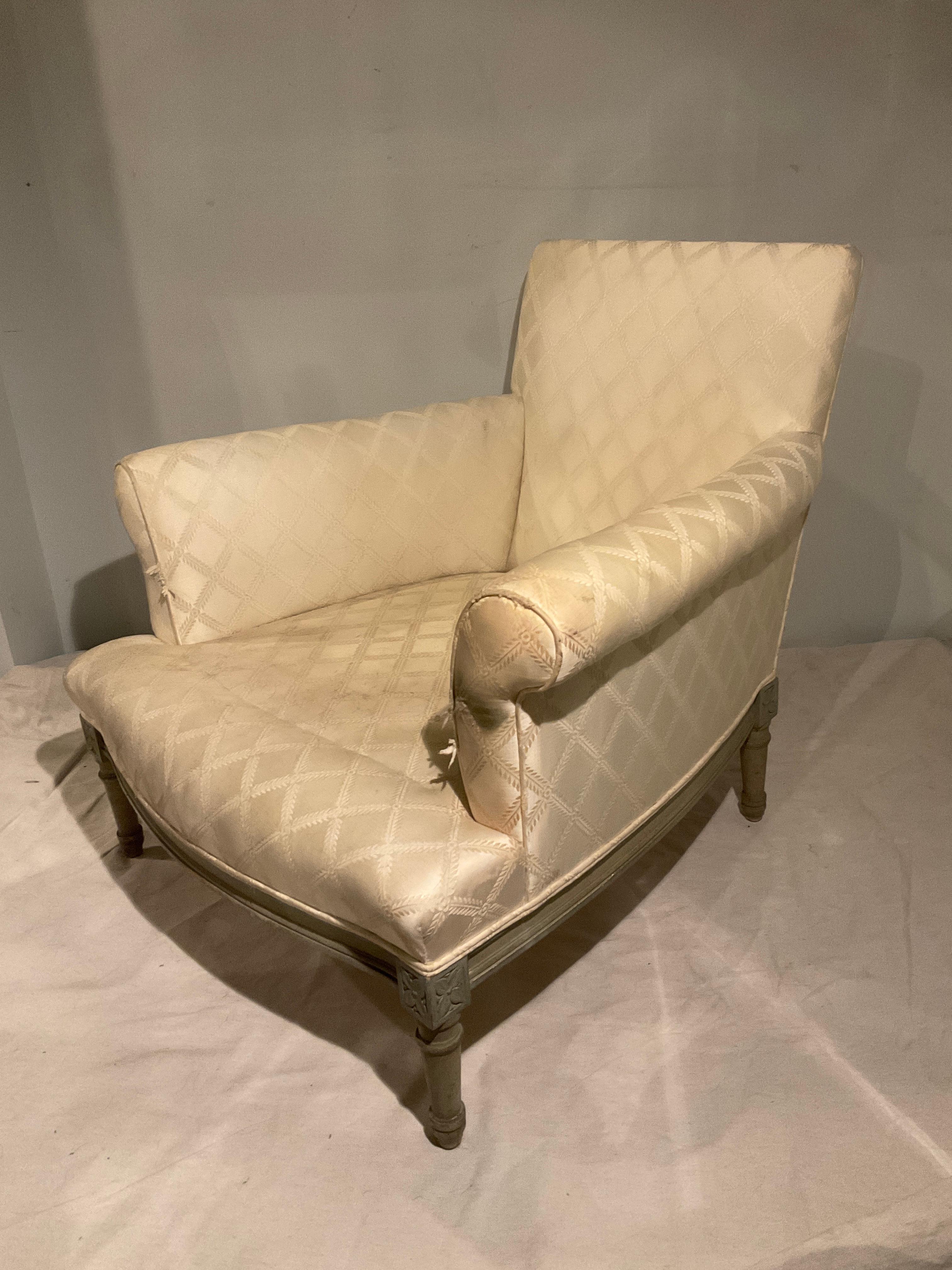 French Louis XVI Lounge Chair And Ottoman  For Sale 1