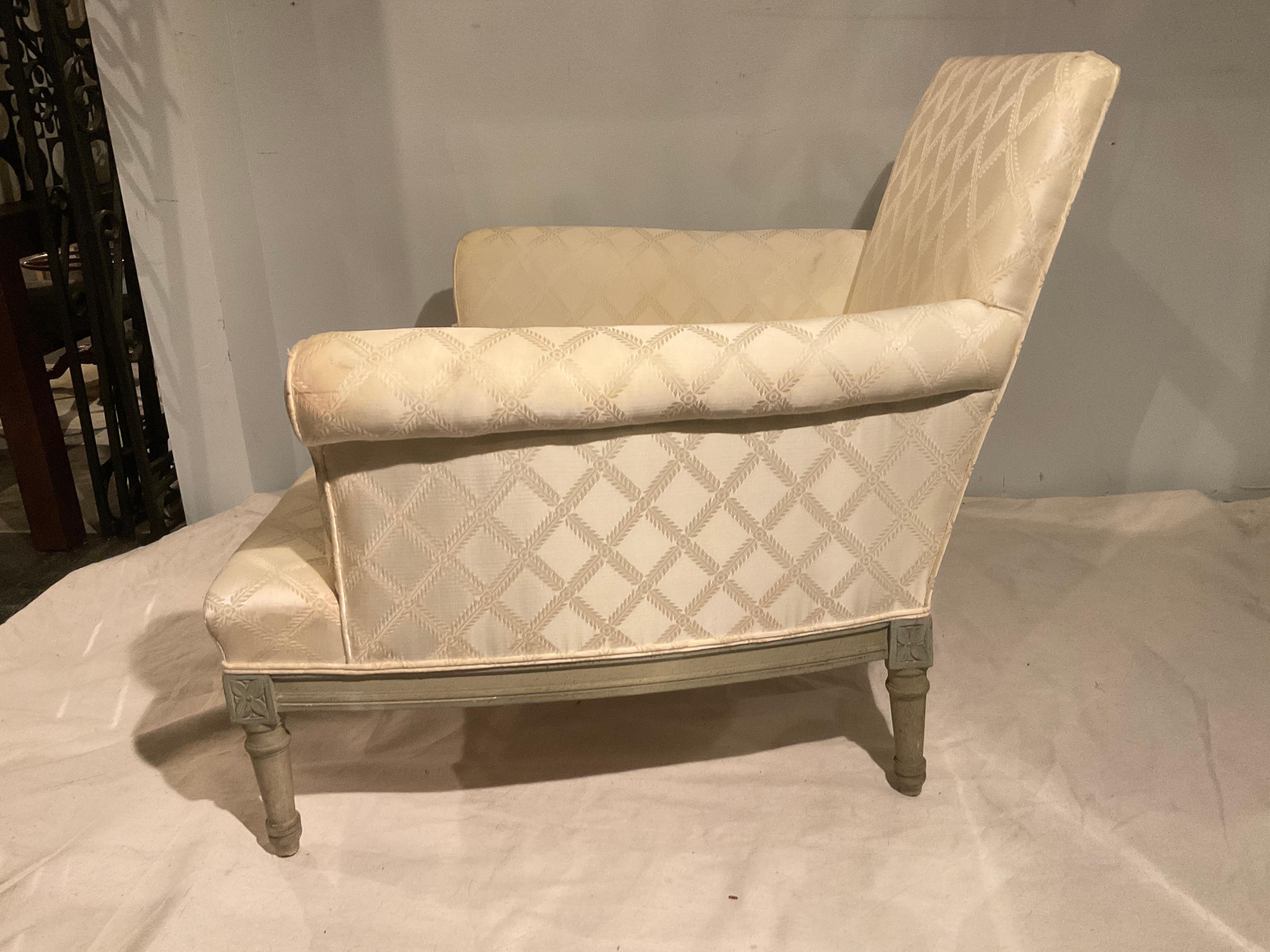 French Louis XVI Lounge Chair And Ottoman  For Sale 2