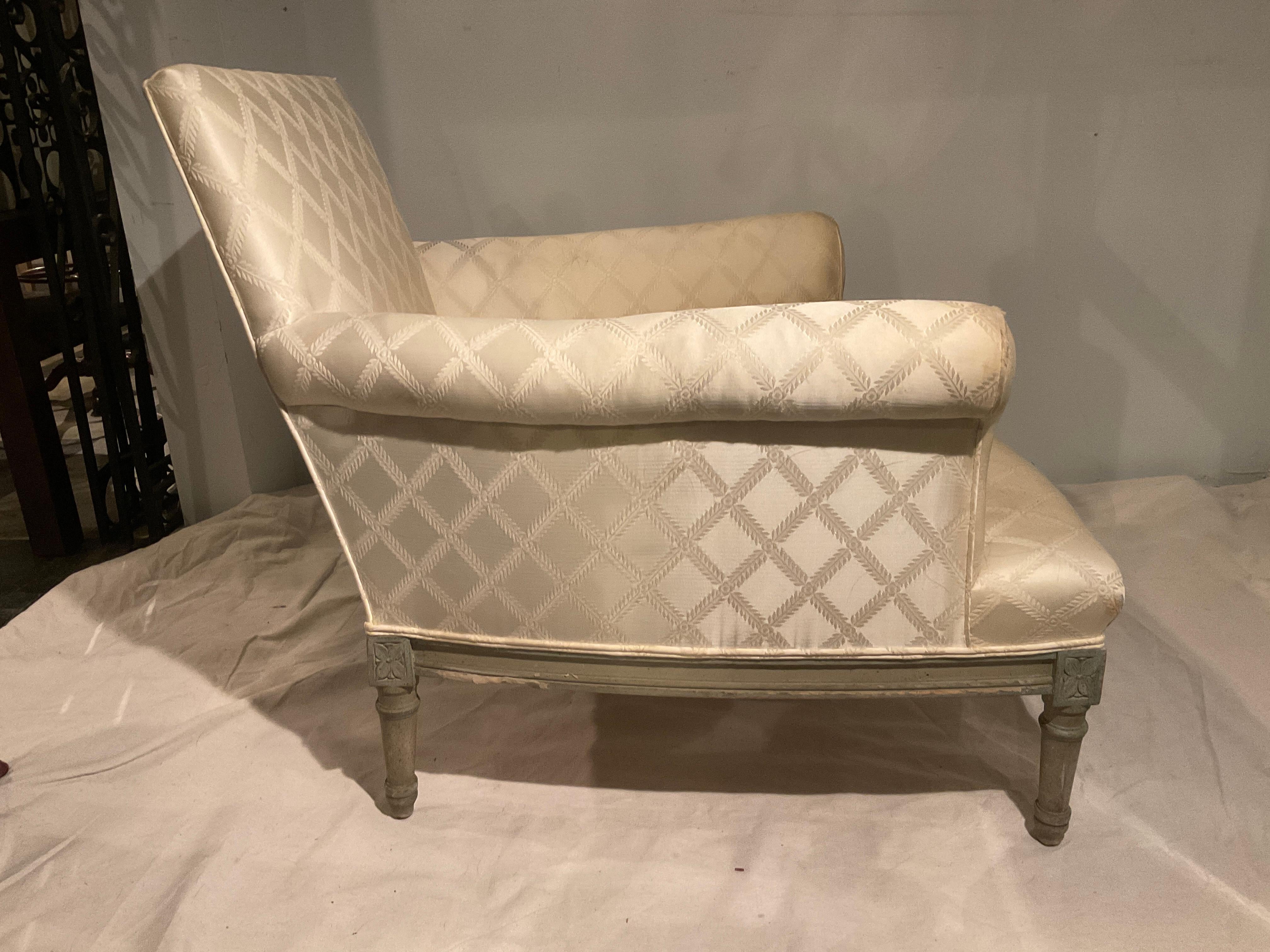 French Louis XVI Lounge Chair And Ottoman  For Sale 4