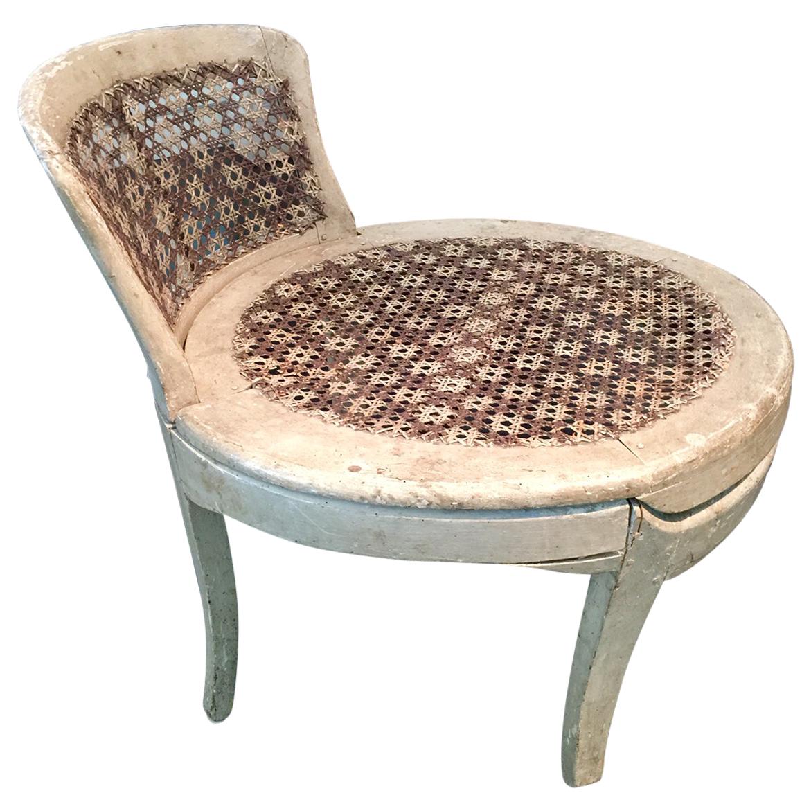French Louis XVI Low Caned Fireside Slipper Chair, 18th Century For Sale