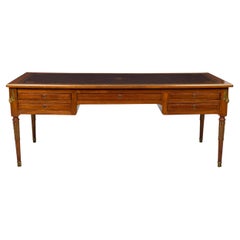 French Louis XVI Mahogany and Bronze Mounted Leather Topped Desk French Louis XVI Mahogany and Bronze Mounted Leather Topped Desk