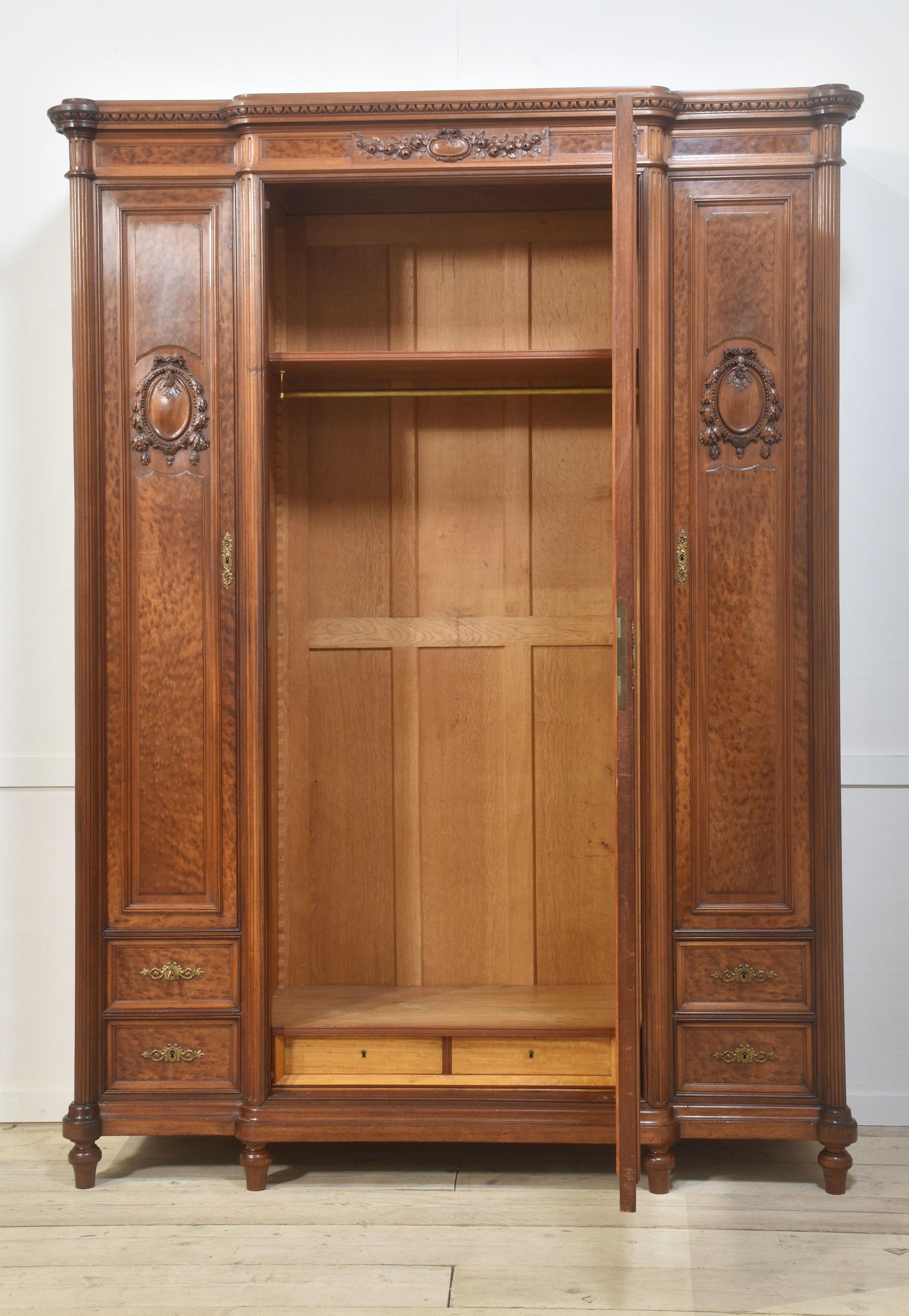 Wood French Louis XVI Mahogany Armoire For Sale