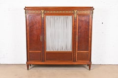 French Louis XVI Mahogany Bibliotheque Bookcase Cabinet With Bronze Ormolu