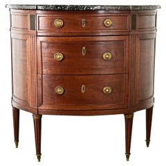 Antique French Louis XVI Mahogany Demilune Commode
