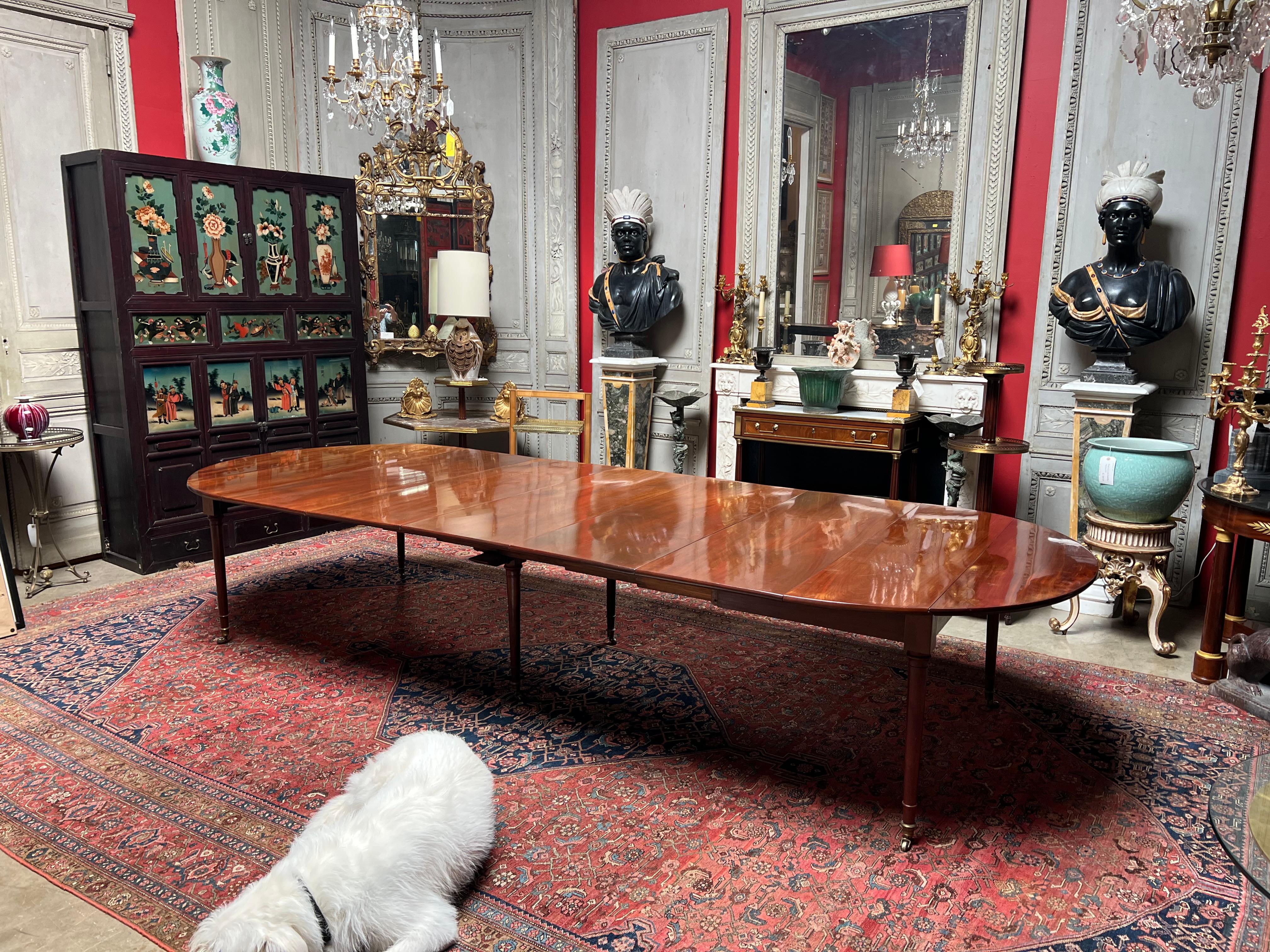 French Louis XVI Mahogany Extention Dining Table 2