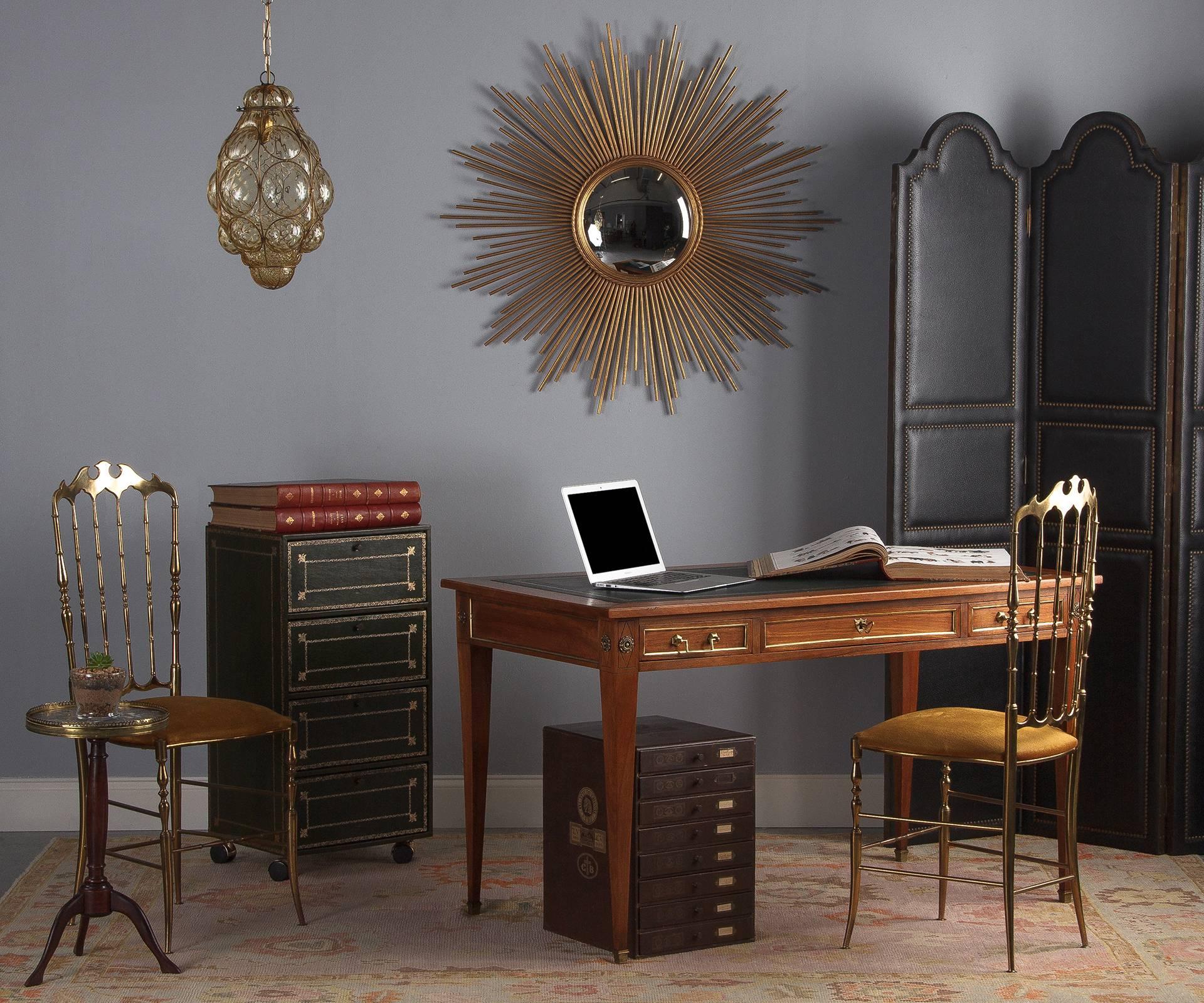 French Louis XVI Mahogany Gueridon Table with Marble Top, 1940s 5