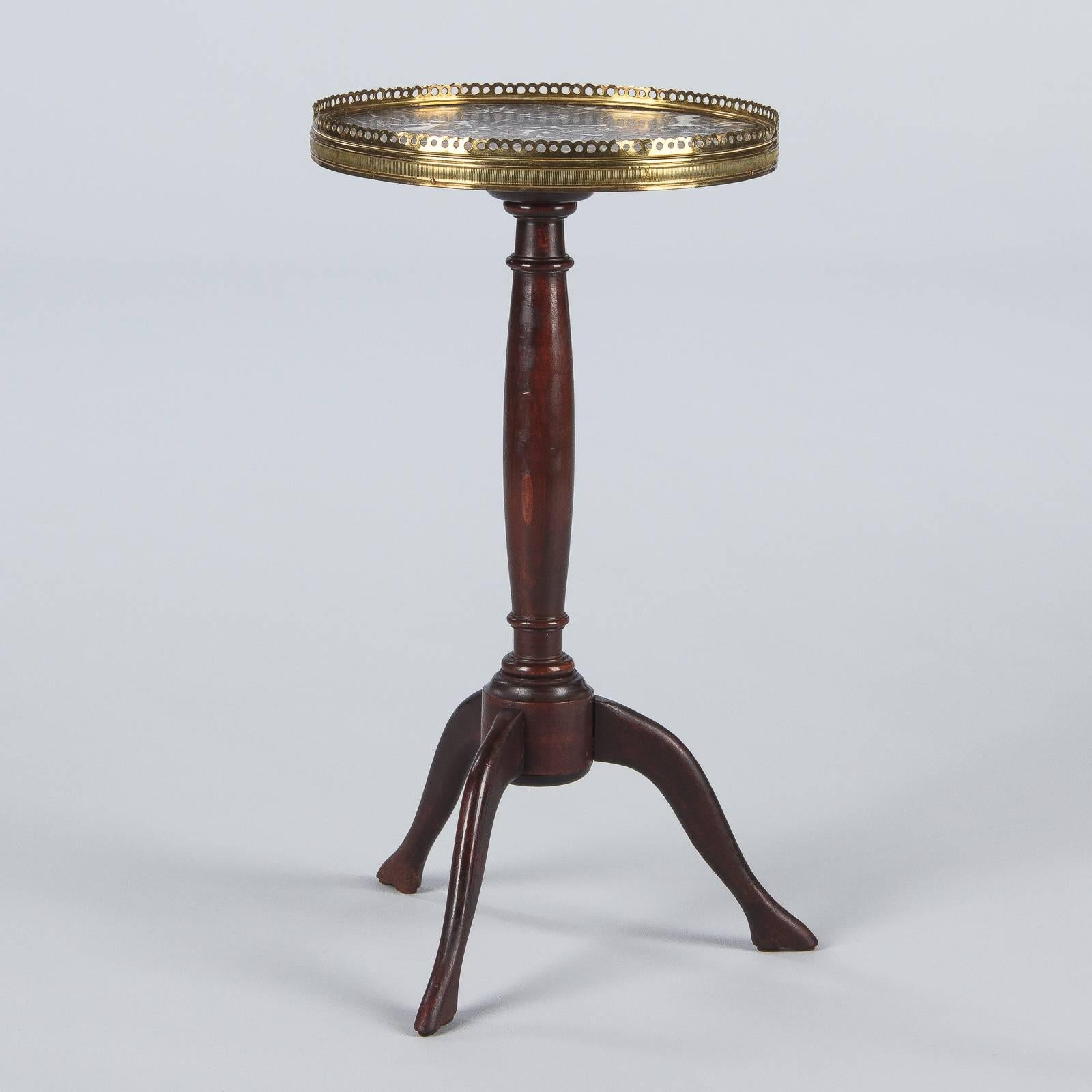 French Louis XVI Mahogany Gueridon Table with Marble Top, 1940s 6