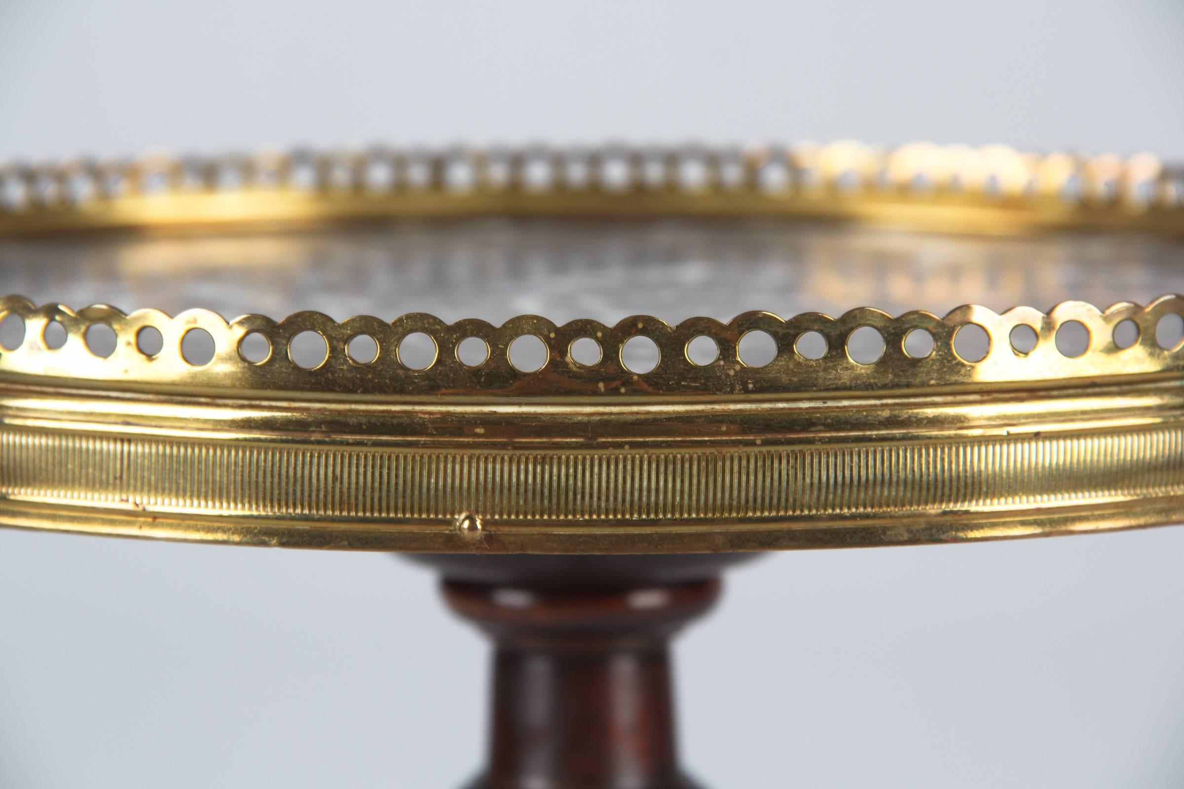 French Louis XVI Mahogany Gueridon Table with Marble Top, 1940s 7