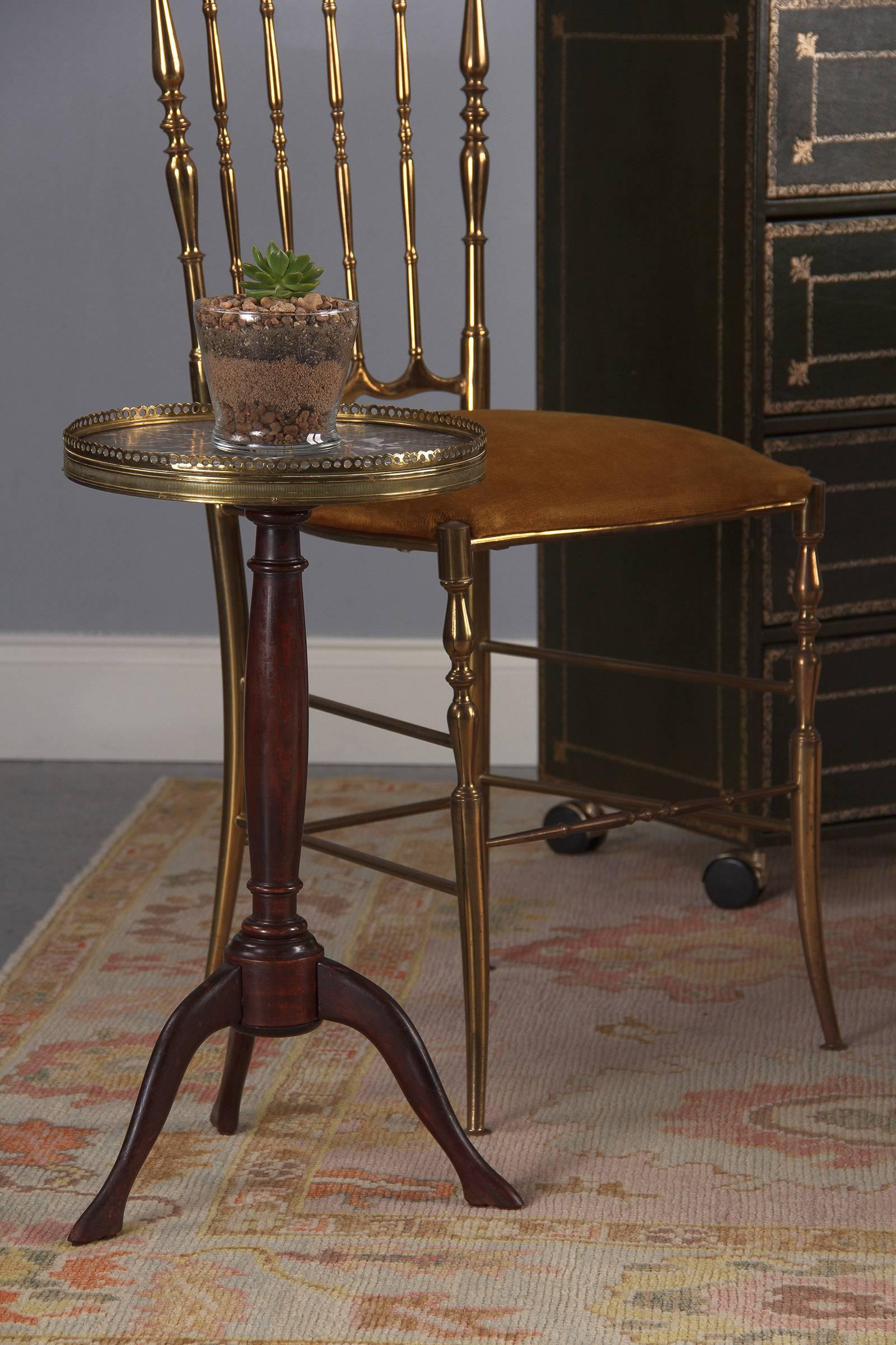 French Louis XVI Mahogany Gueridon Table with Marble Top, 1940s 10
